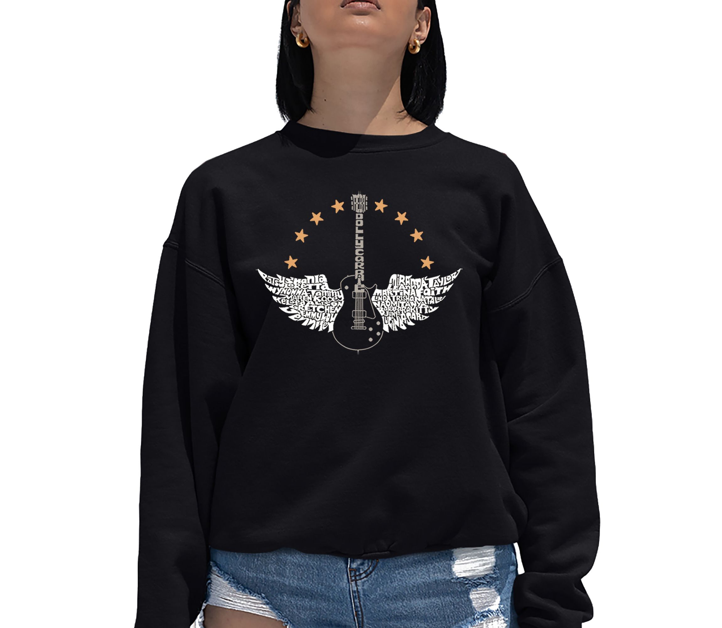 Country Female Singers - Womens Word Art Crewneck Sweatshirt