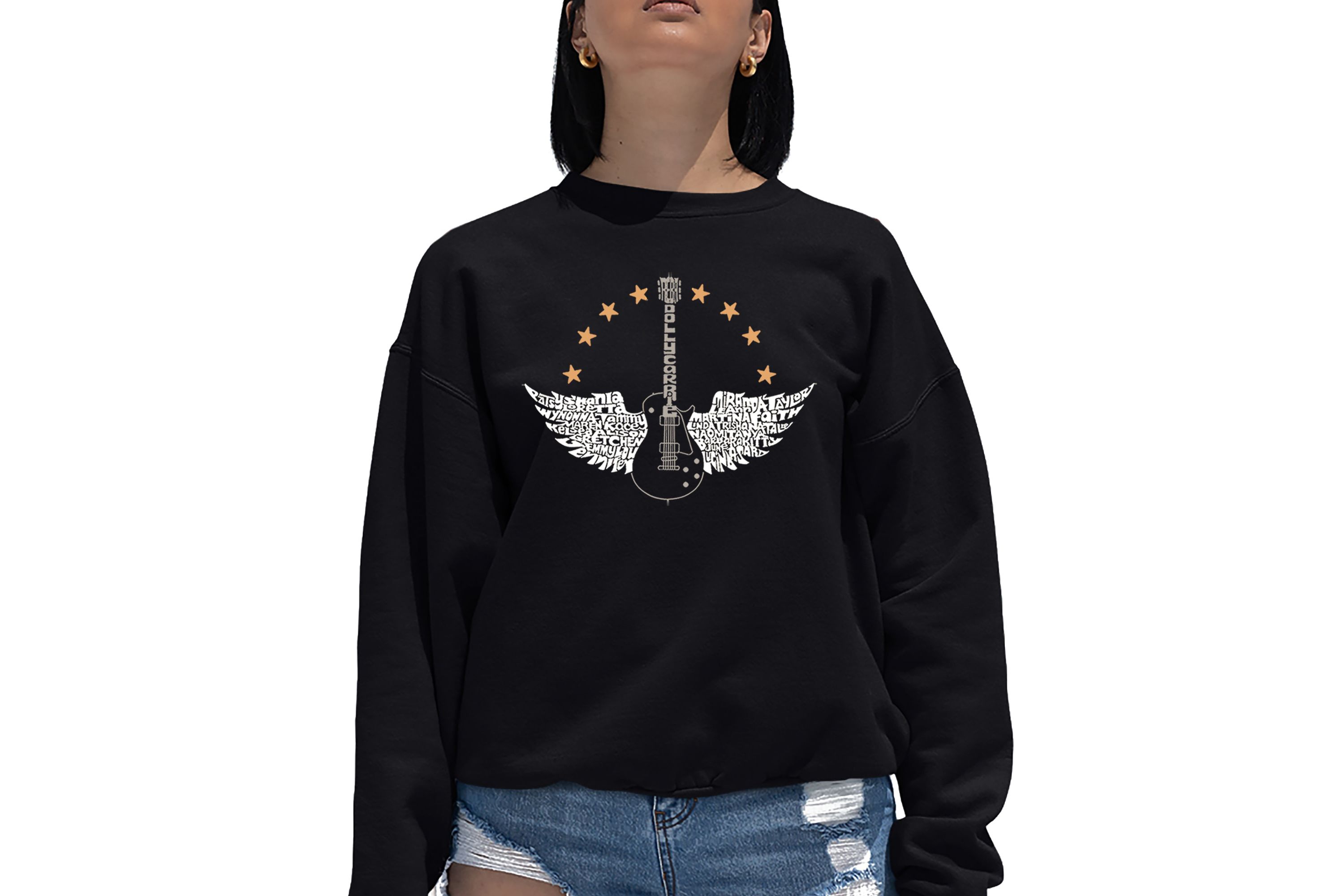 Country Female Singers - Womens Word Art Crewneck Sweatshirt