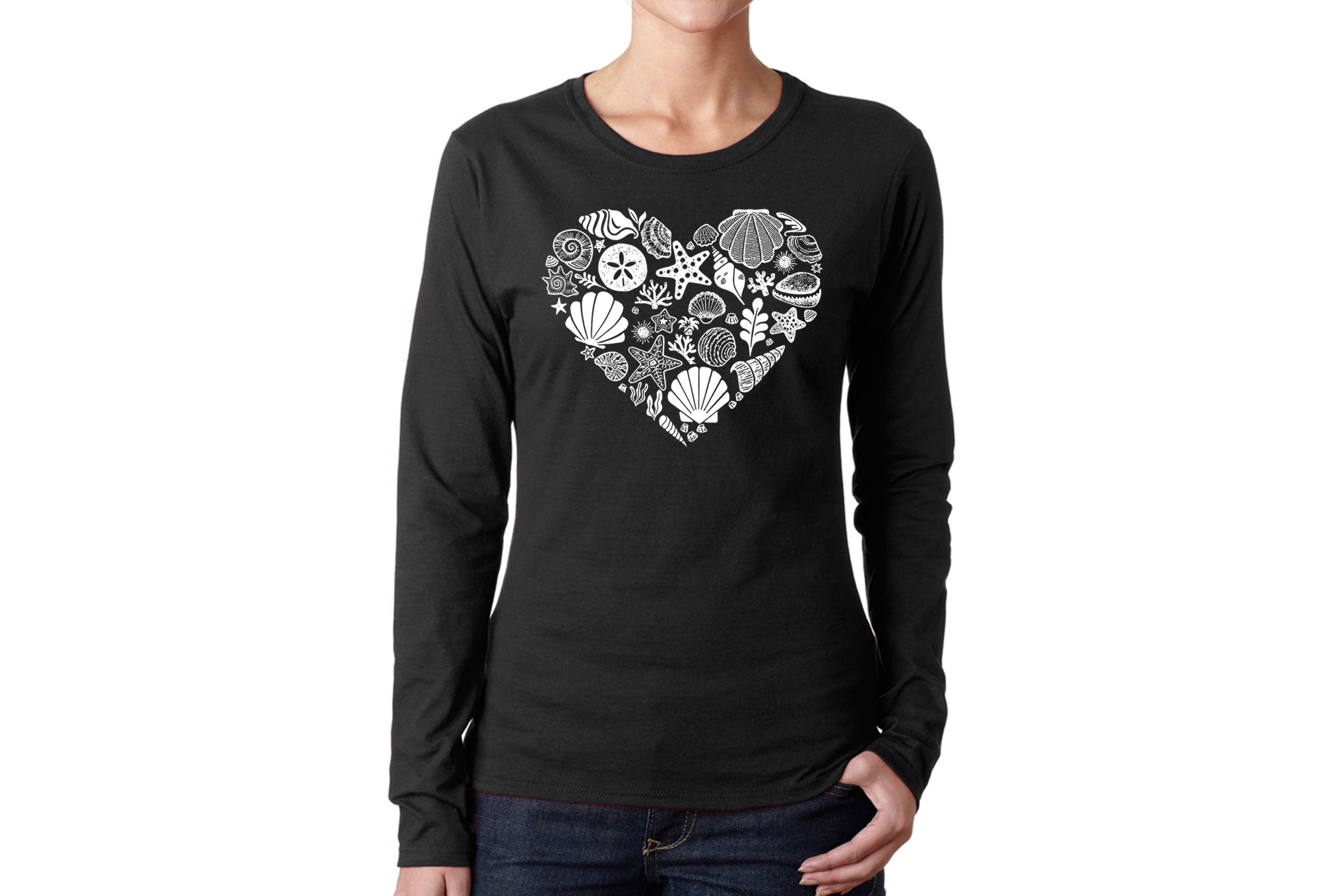 Sea Shells - Womens Word Art Long Sleeve T-Shirt