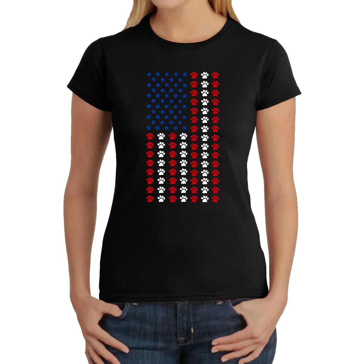 Paws Flag - Womens Word Art T-Shirt