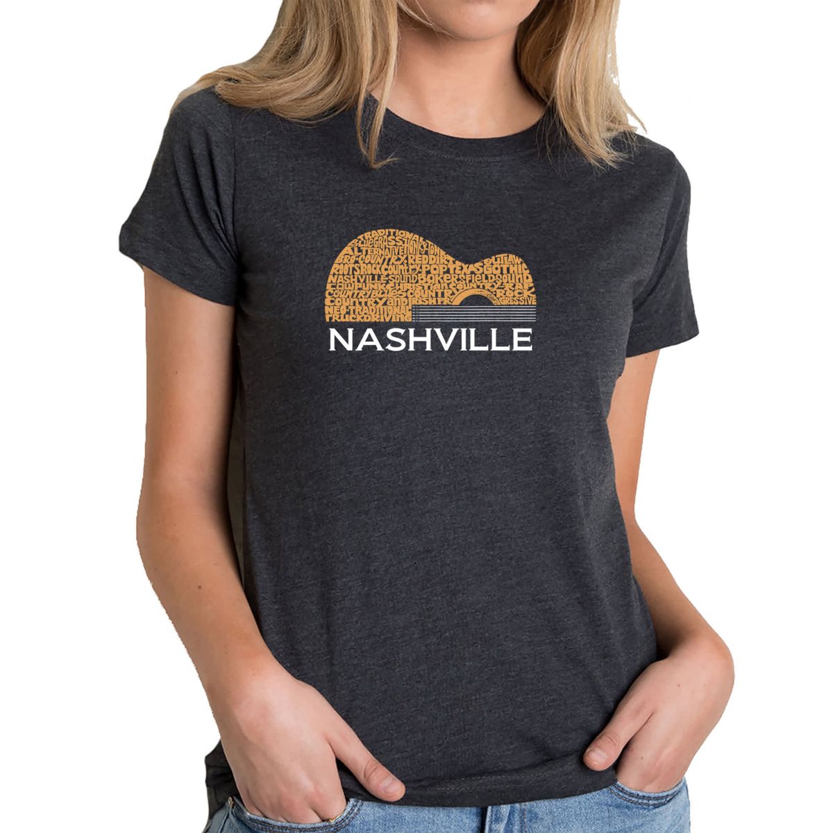 Nashville Guitar - Womens Premium Blend Word Art T-Shirt