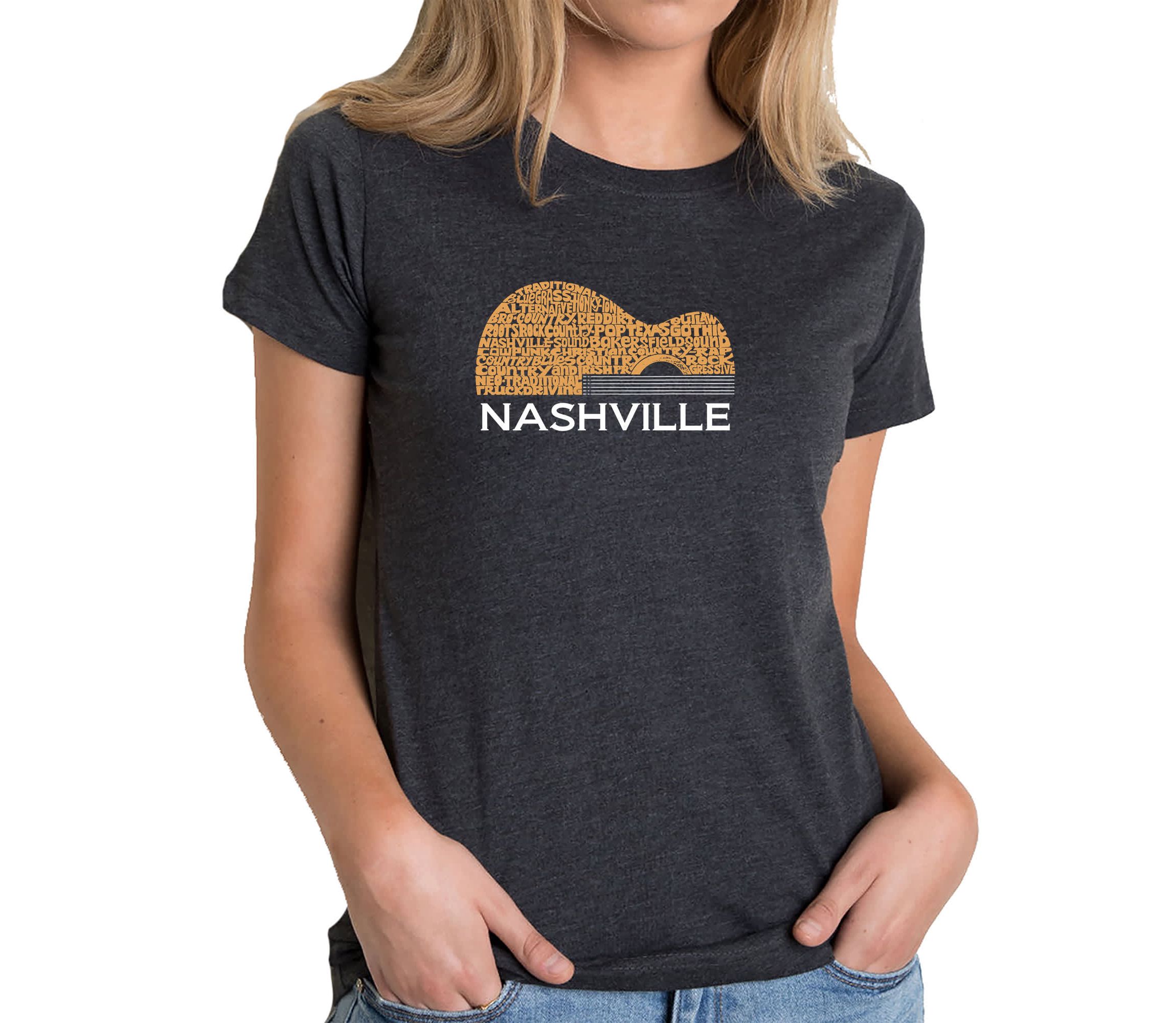 Nashville Guitar - Womens Premium Blend Word Art T-Shirt