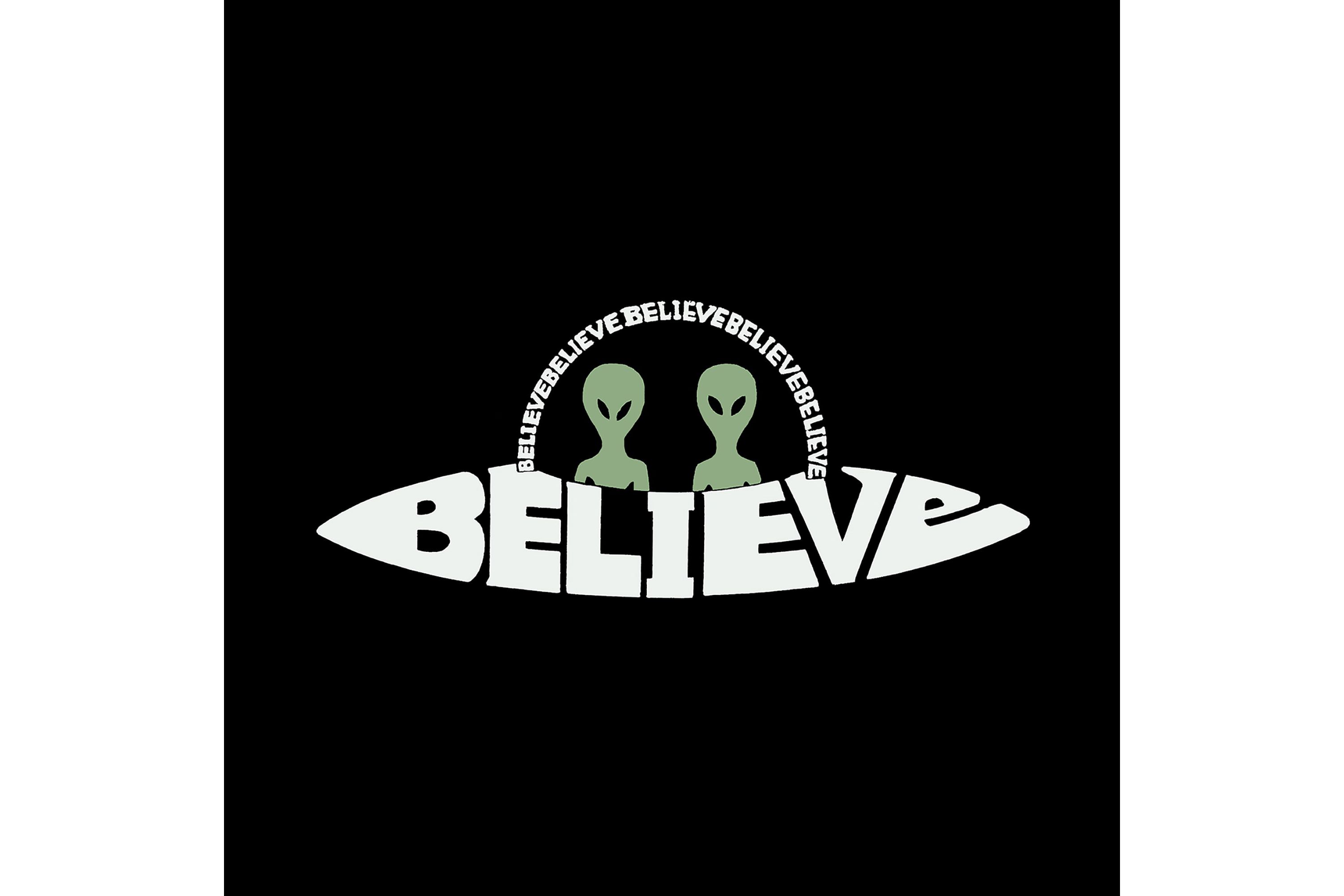 Believe UFO - Womens Word Art T-Shirt