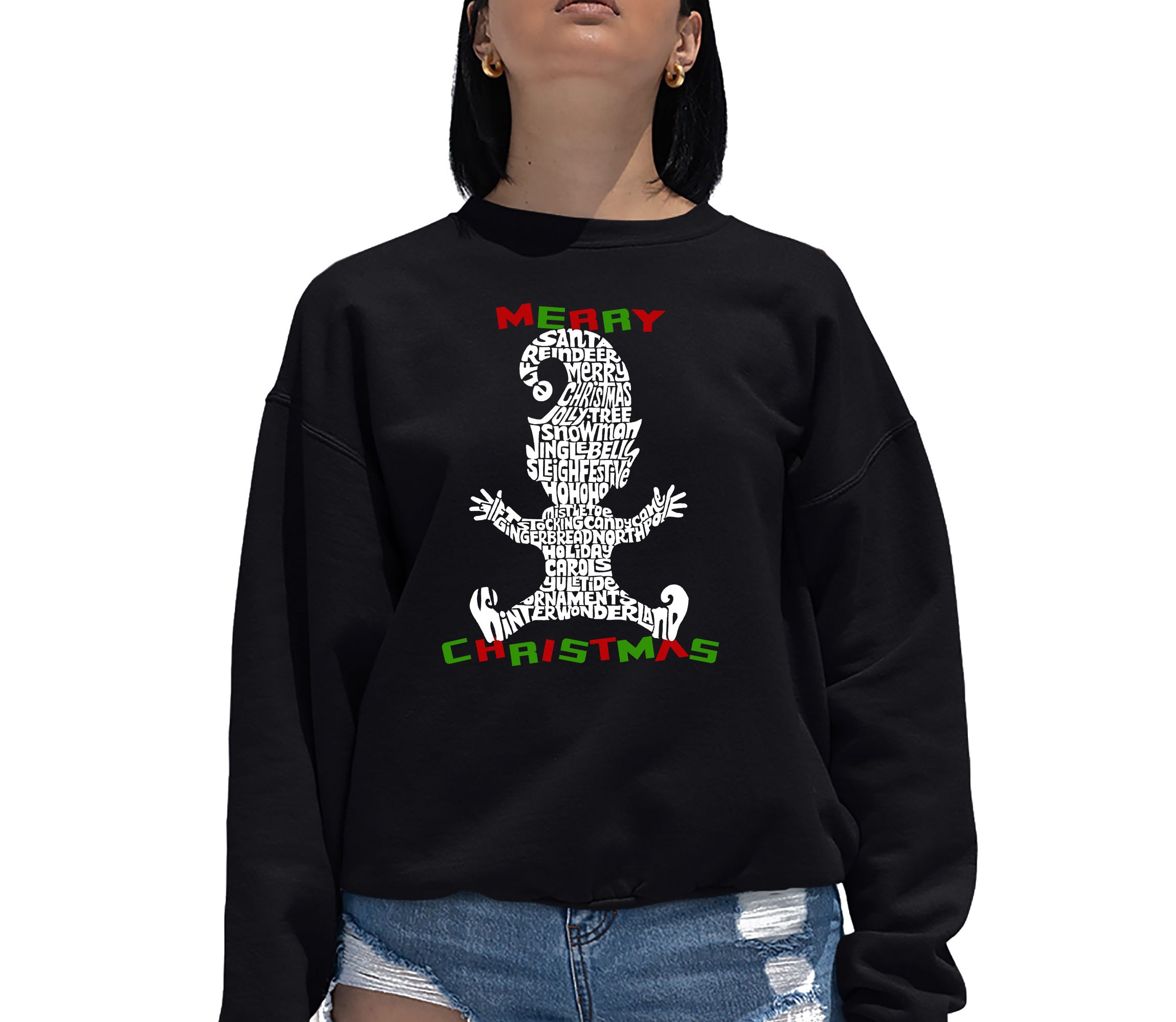 Christmas Elf - Womens Word Art Crewneck Sweatshirt