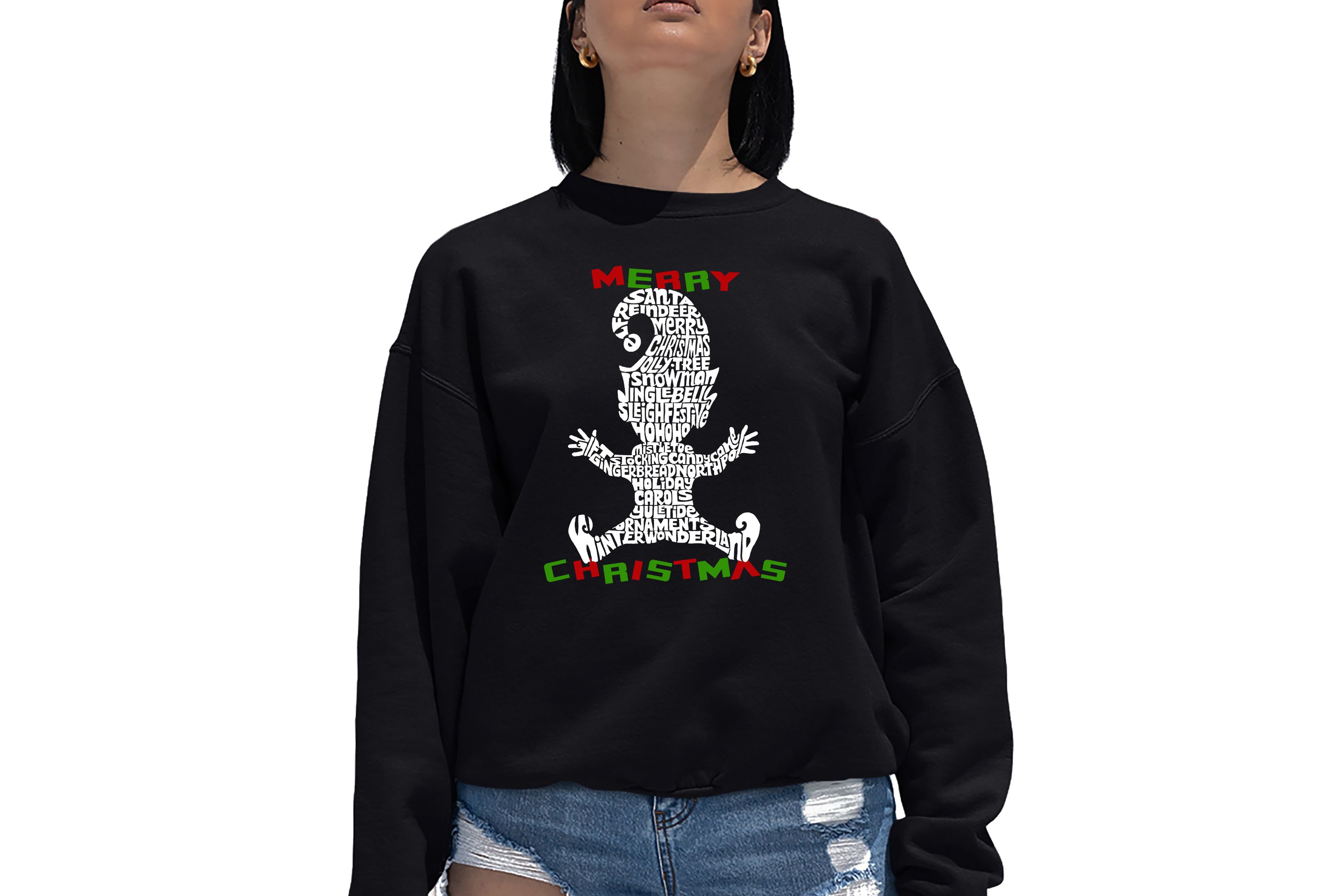 Christmas Elf - Womens Word Art Crewneck Sweatshirt
