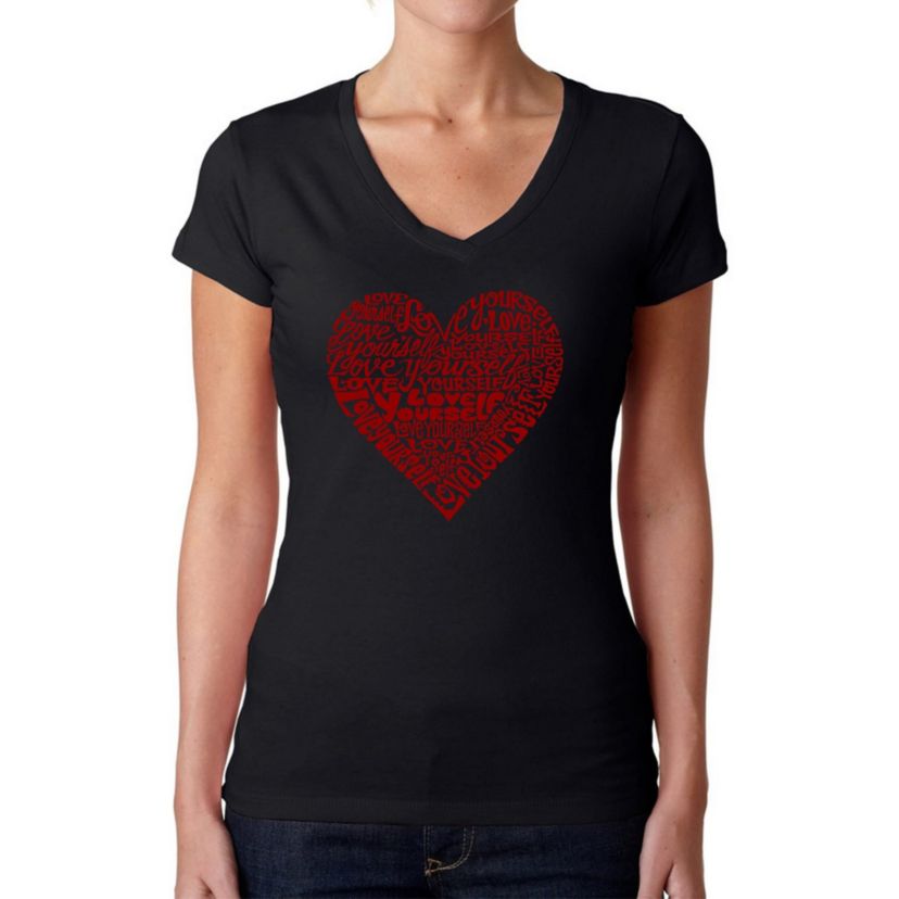 Love Yourself - Womens Word Art V-Neck T-Shirt