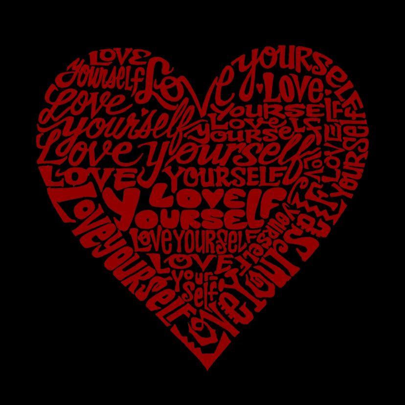 Love Yourself - Womens Word Art V-Neck T-Shirt