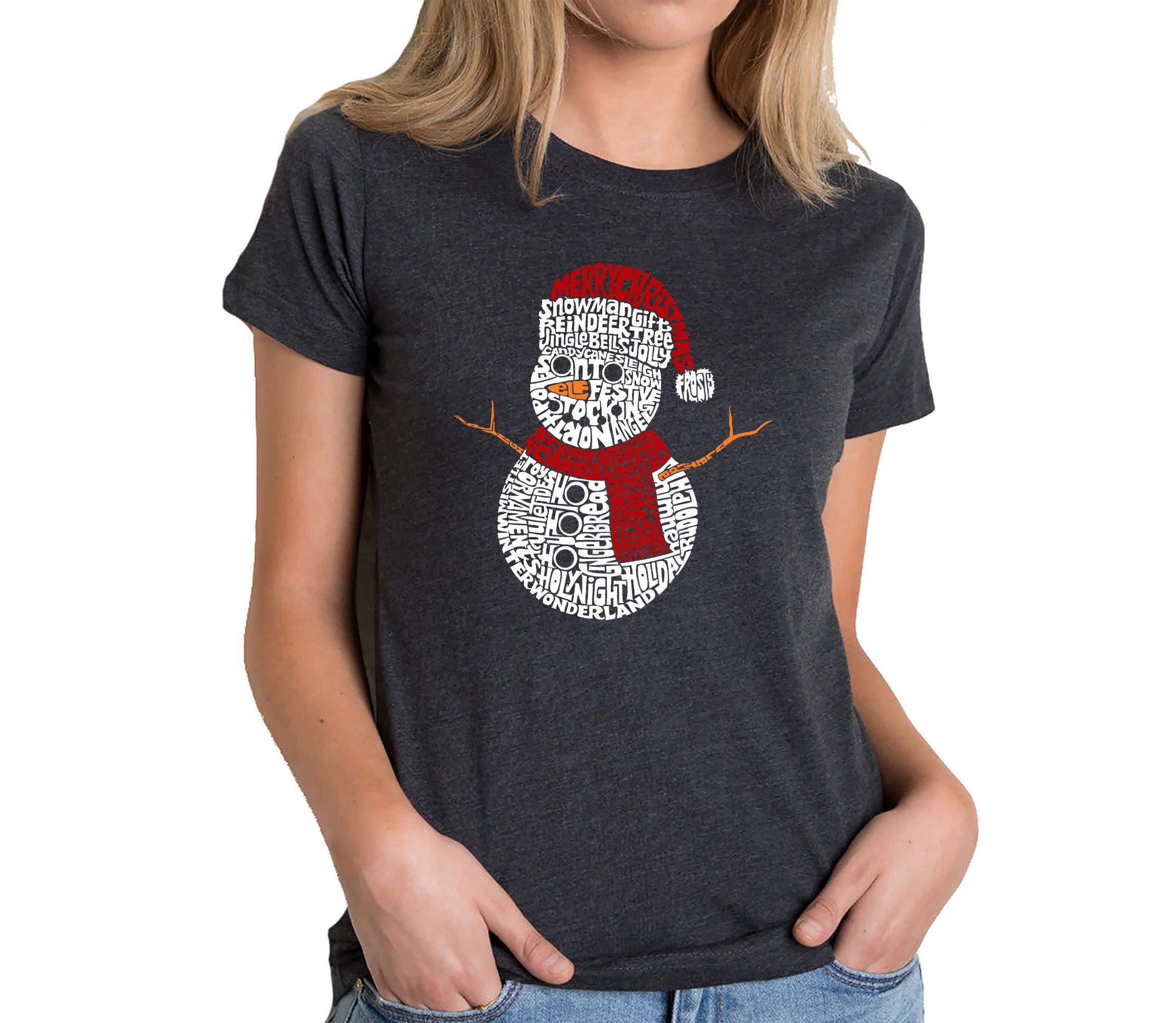 Christmas Snowman - Womens Premium Blend Word Art T-Shirt