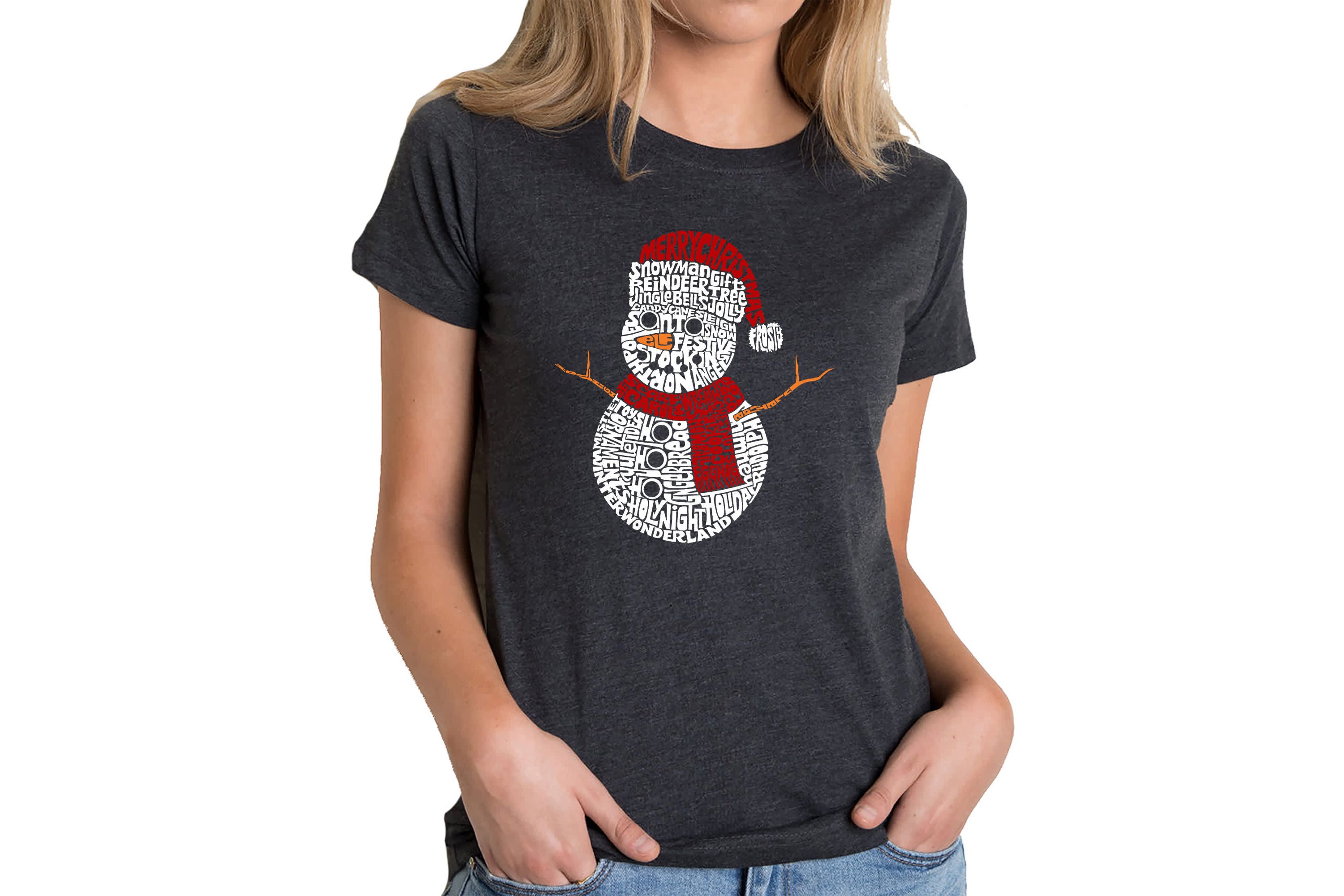 Christmas Snowman - Womens Premium Blend Word Art T-Shirt