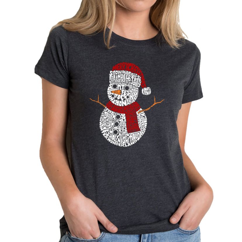Christmas Snowman - Womens Premium Blend Word Art T-Shirt