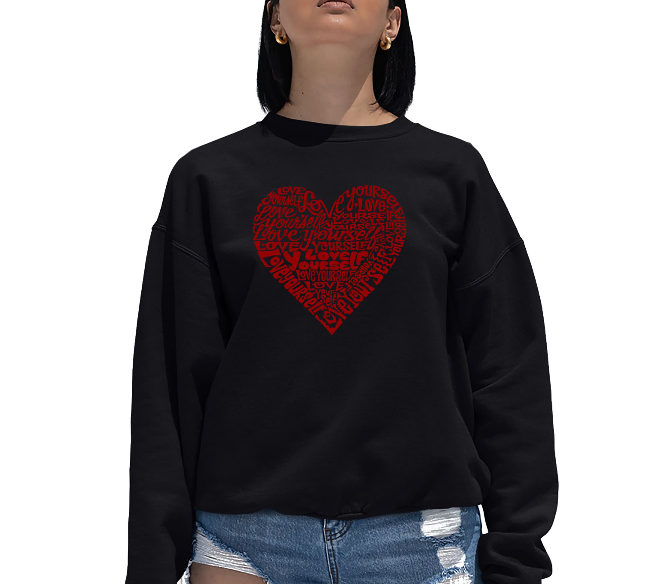 Love Yourself - Womens Word Art Crewneck Sweatshirt