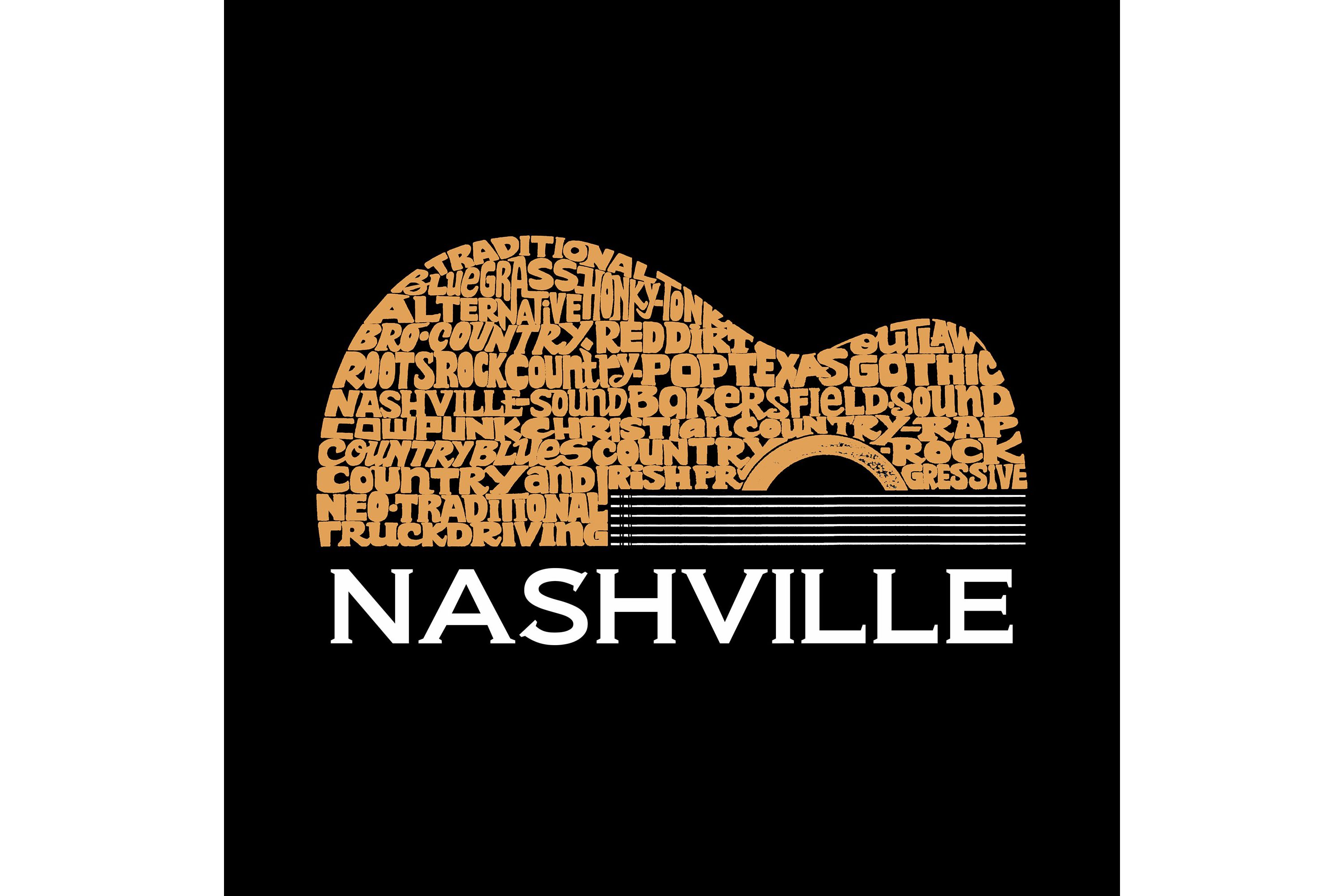 Nashville Guitar - Womens Word Art Long Sleeve T-Shirt