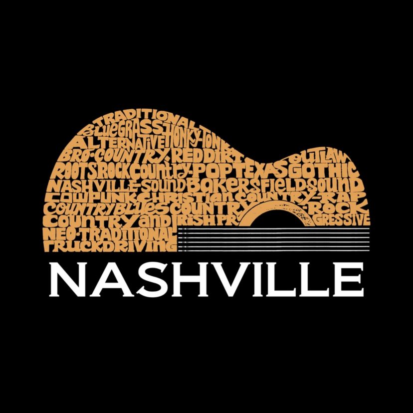 Nashville Guitar - Womens Word Art Long Sleeve T-Shirt