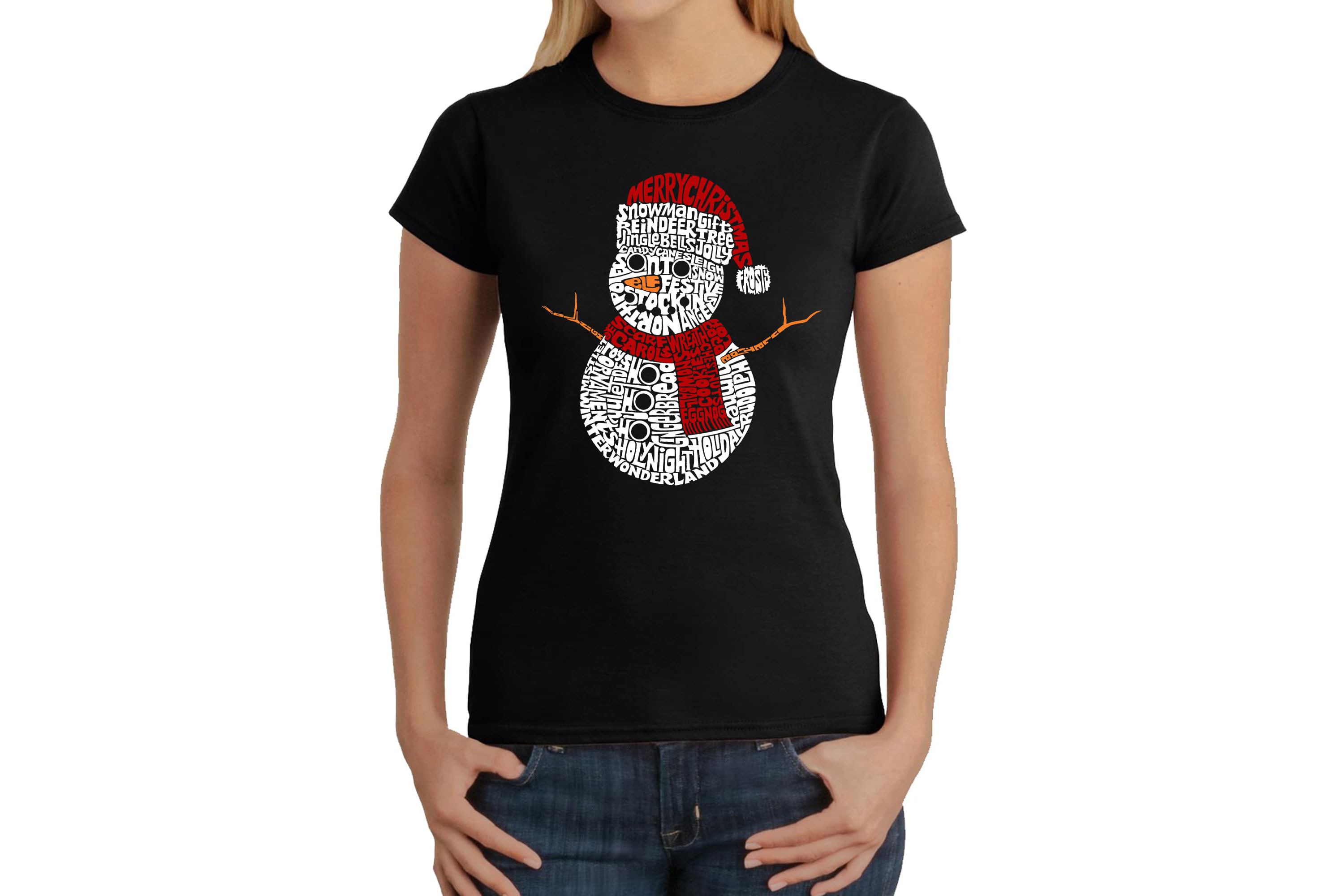 Christmas Snowman - Womens Word Art T-Shirt