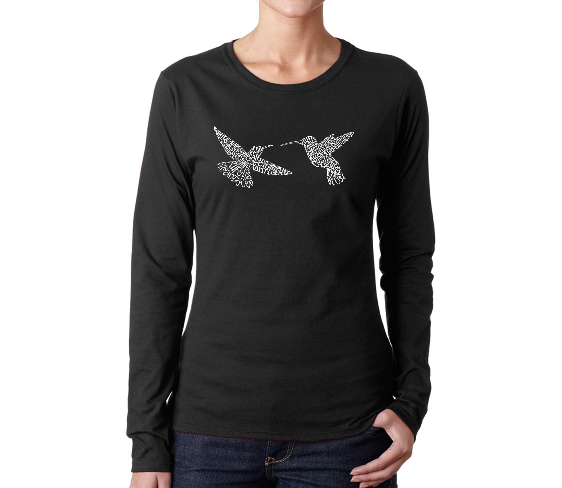 Hummingbirds - Womens Word Art Long Sleeve T-Shirt