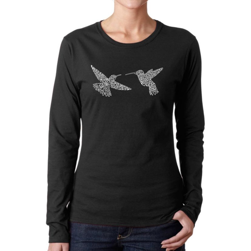 Hummingbirds - Womens Word Art Long Sleeve T-Shirt