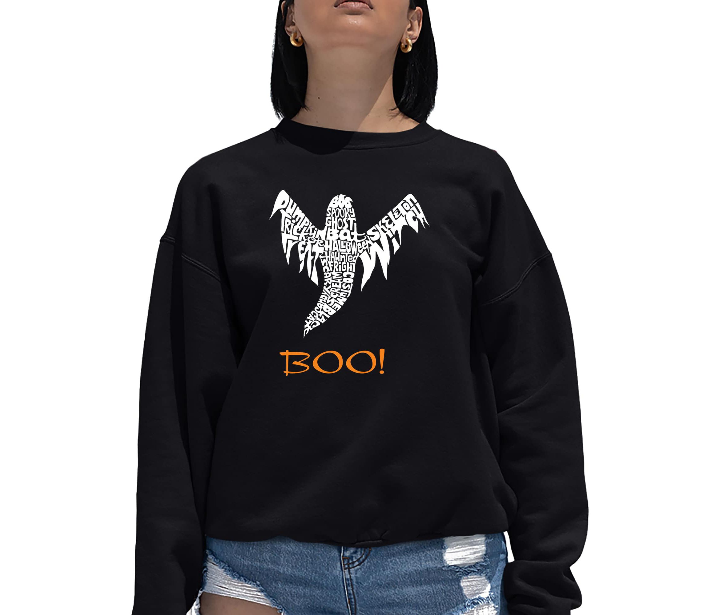 Halloween Ghost - Womens Word Art Crewneck Sweatshirt