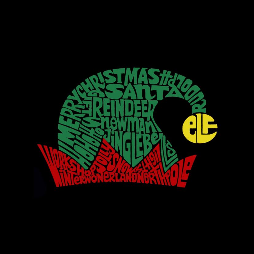 Christmas Elf Hat - Womens Word Art T-Shirt