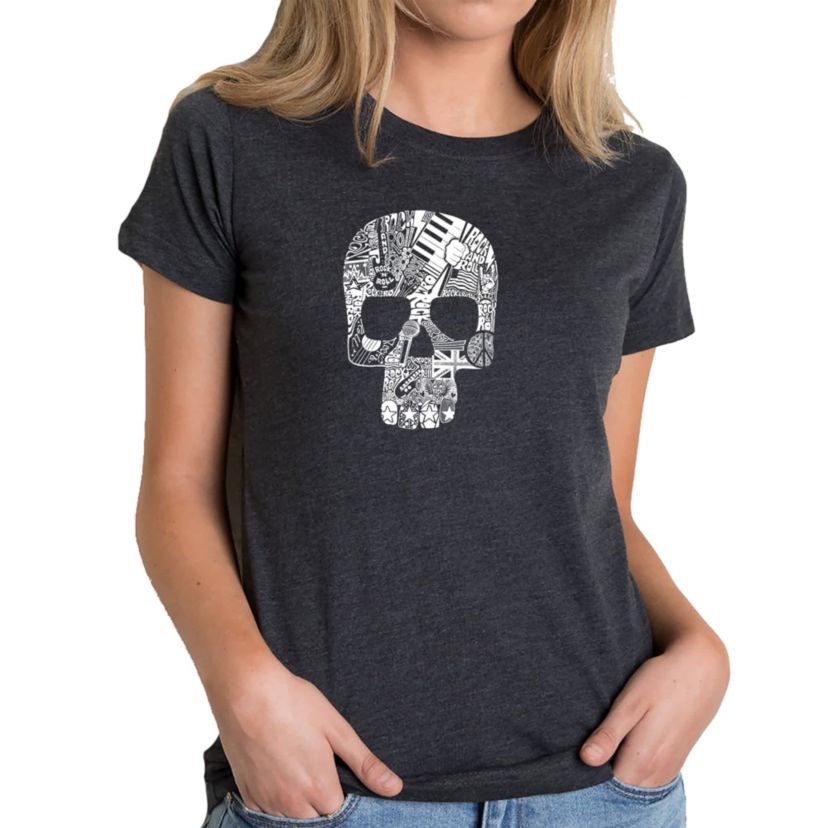 Rock n Roll Skull - Womens Premium Blend Word Art T-Shirt