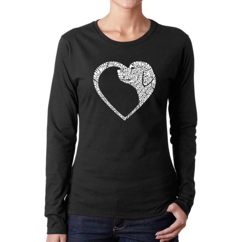 Dog Heart - Womens Word Art Long Sleeve T-Shirt