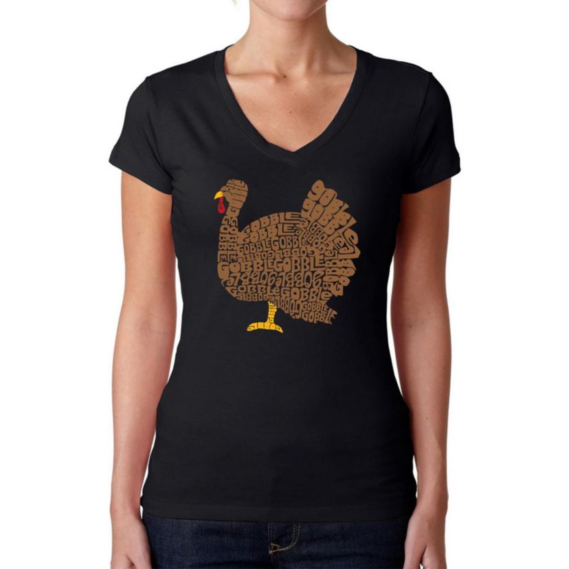Thanksgiving - Womens Word Art V-Neck T-Shirt
