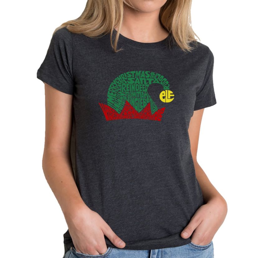 Christmas Elf Hat - Womens Premium Blend Word Art T-Shirt
