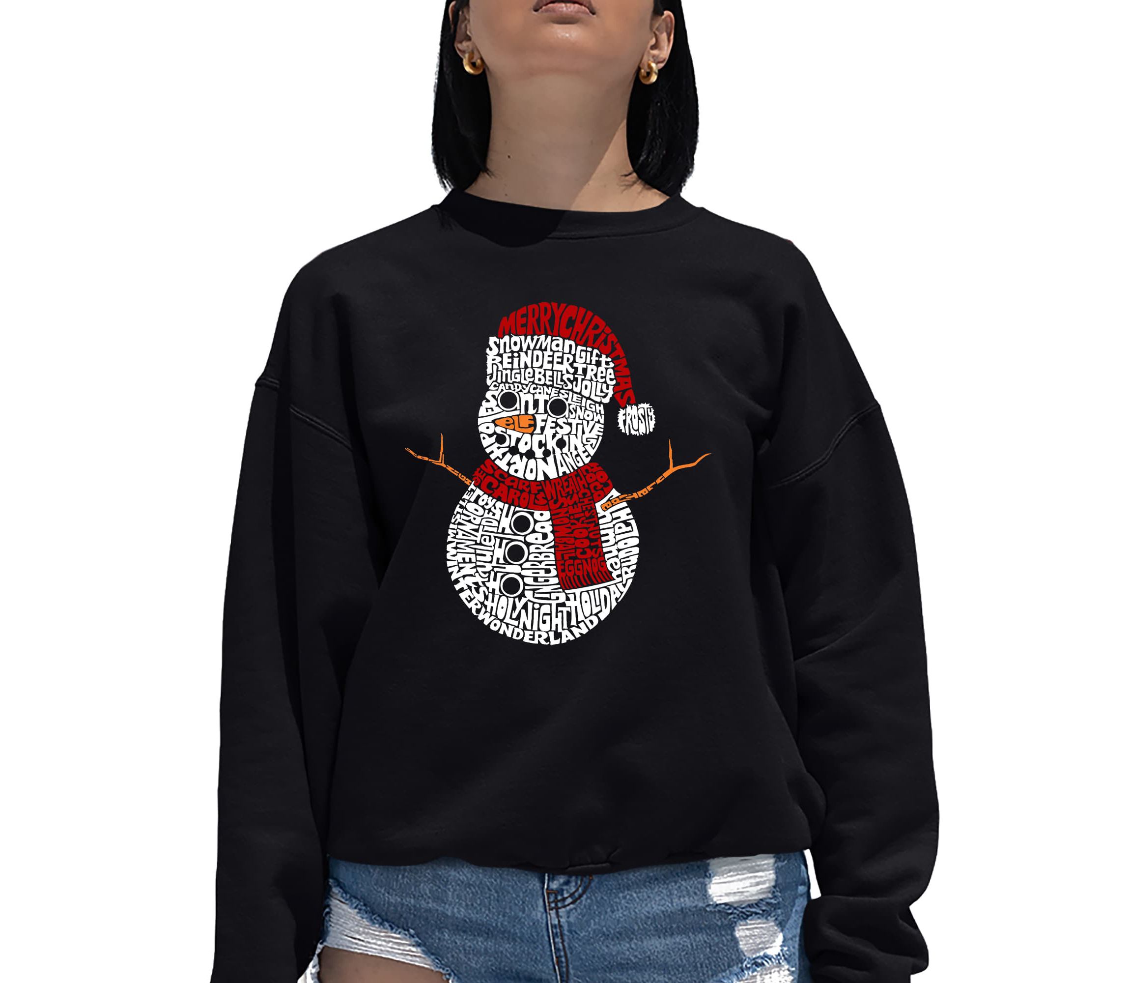 Christmas Snowman - Womens Word Art Crewneck Sweatshirt