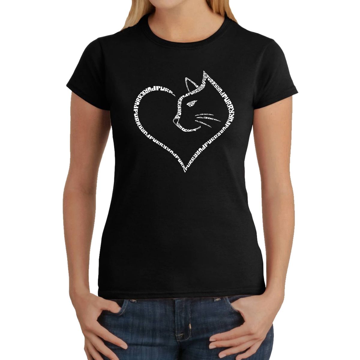 Cat Heart - Womens Word Art T-Shirt