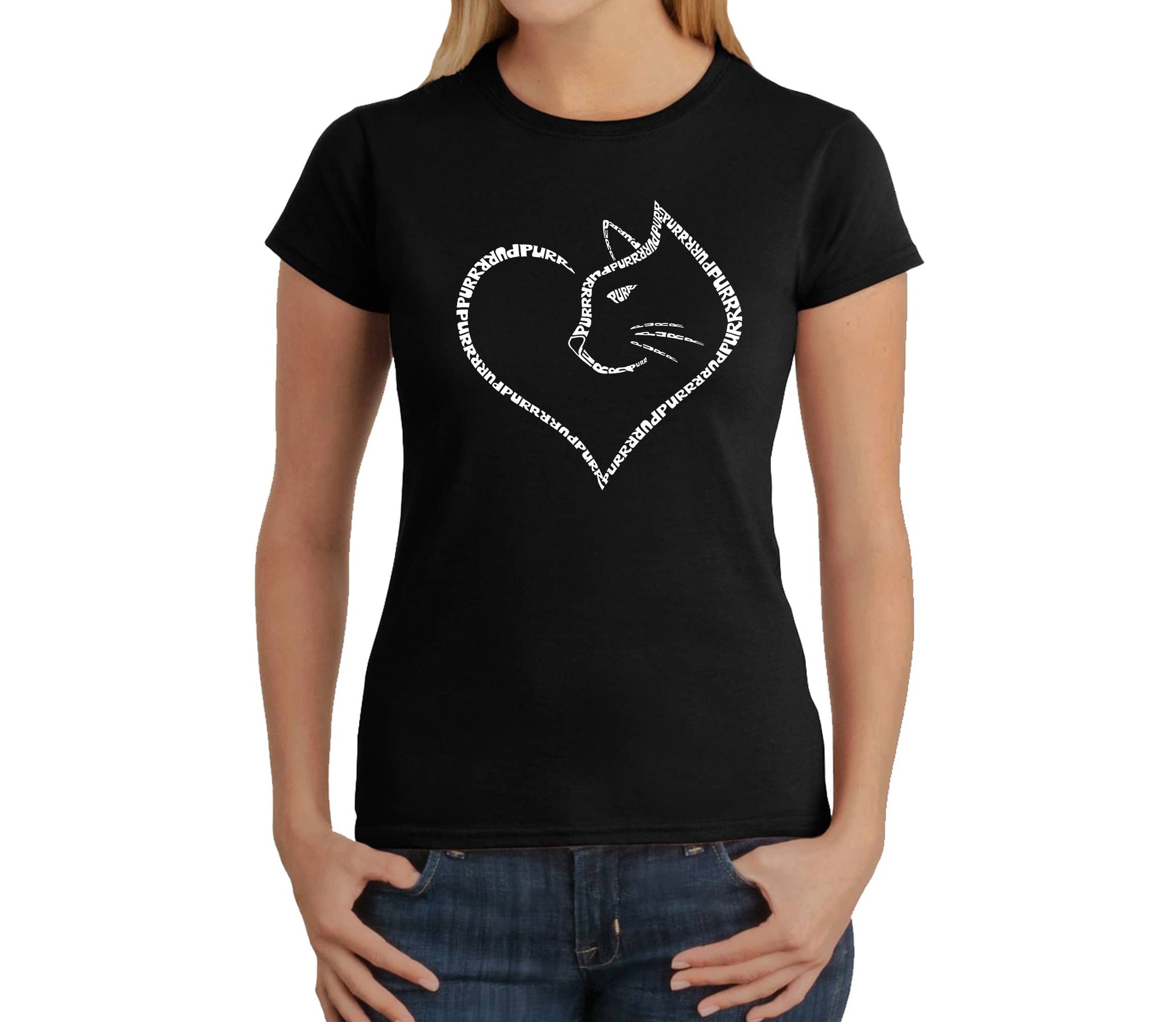 Cat Heart - Womens Word Art T-Shirt