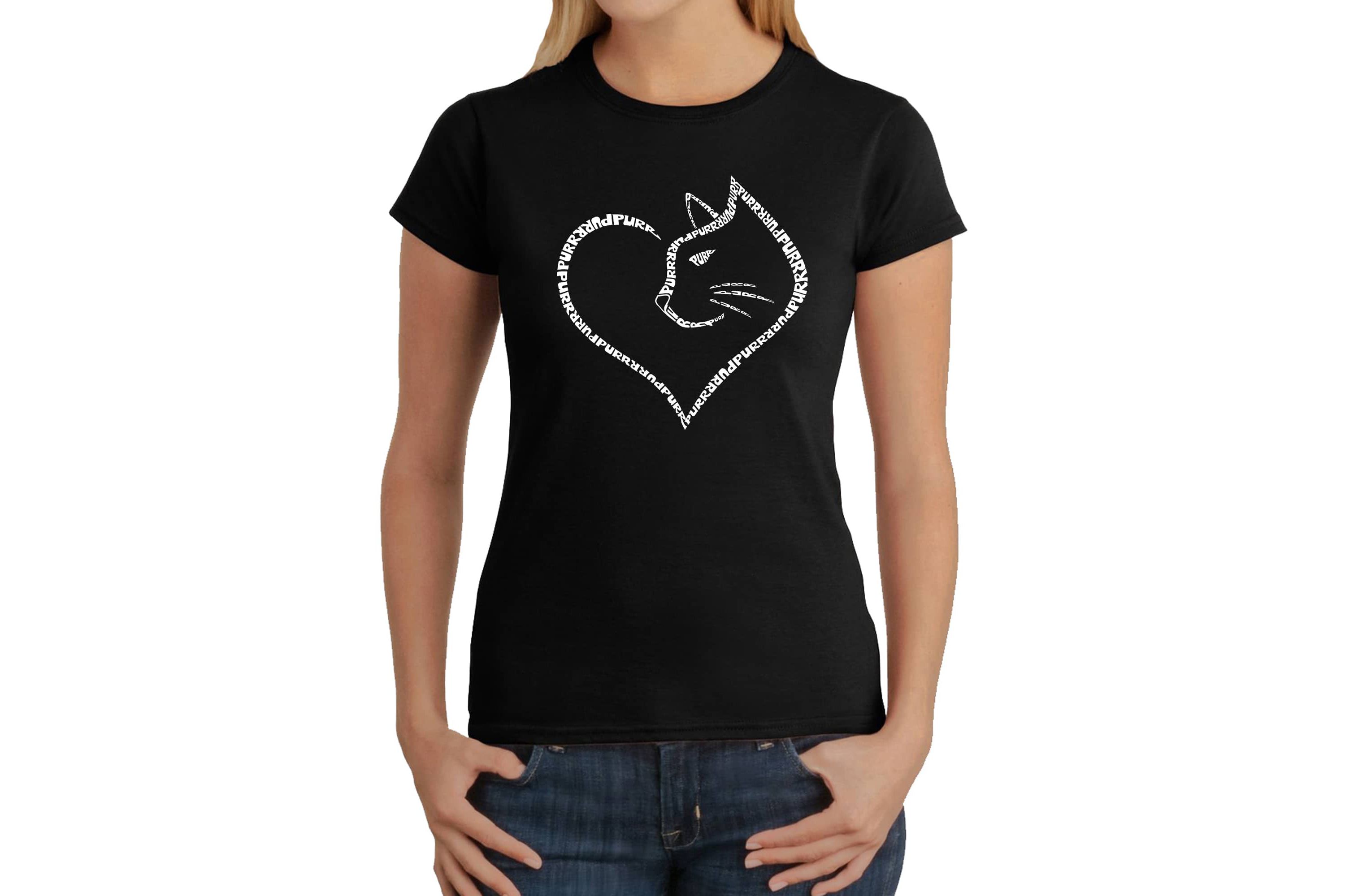 Cat Heart - Womens Word Art T-Shirt