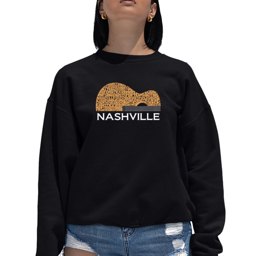 Nashville Guitar - Womens Word Art Crewneck Sweatshirt