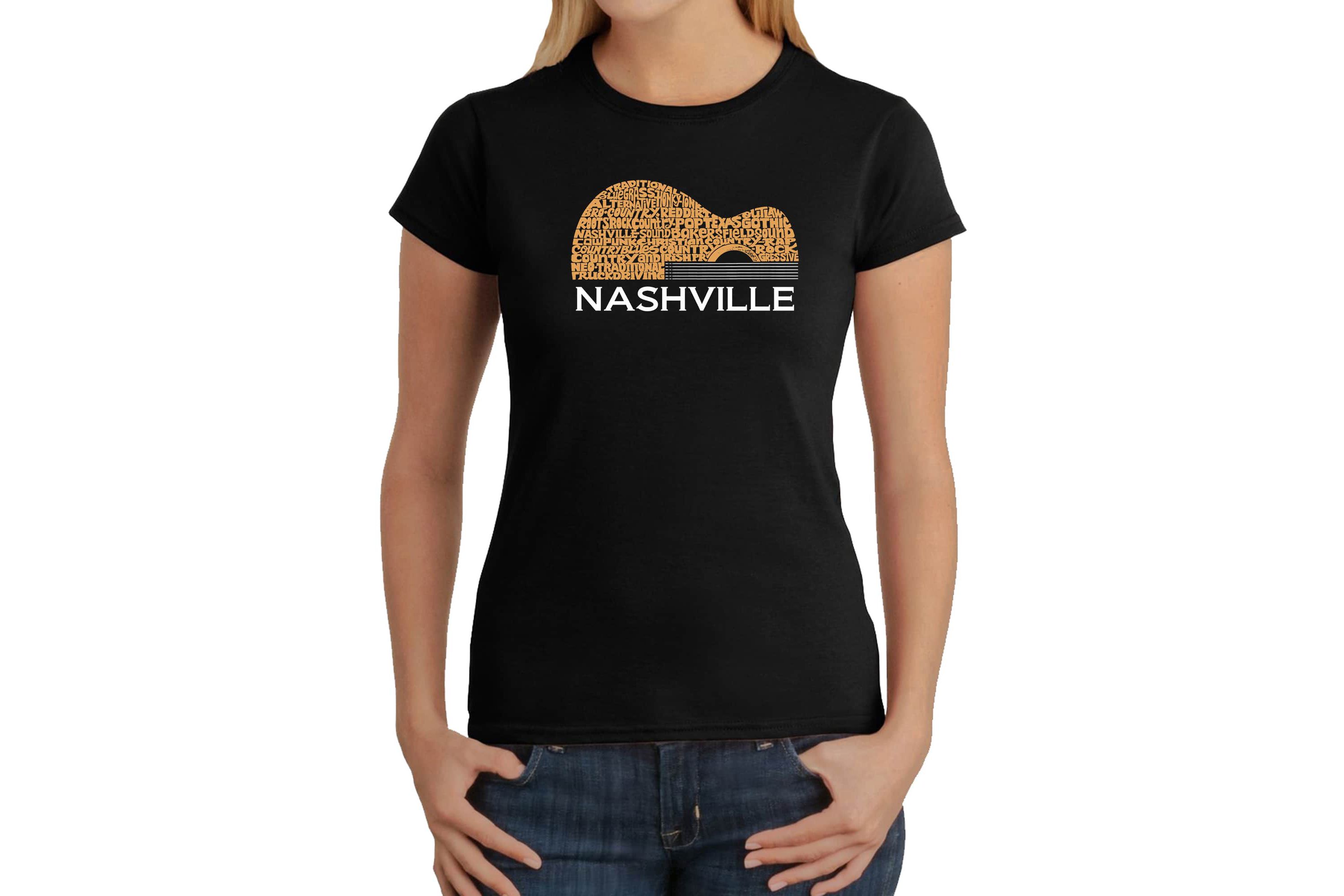 Nashville Guitar - Womens Word Art T-Shirt