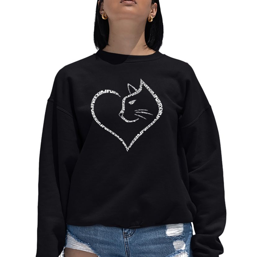 Cat Heart - Womens Word Art Crewneck Sweatshirt