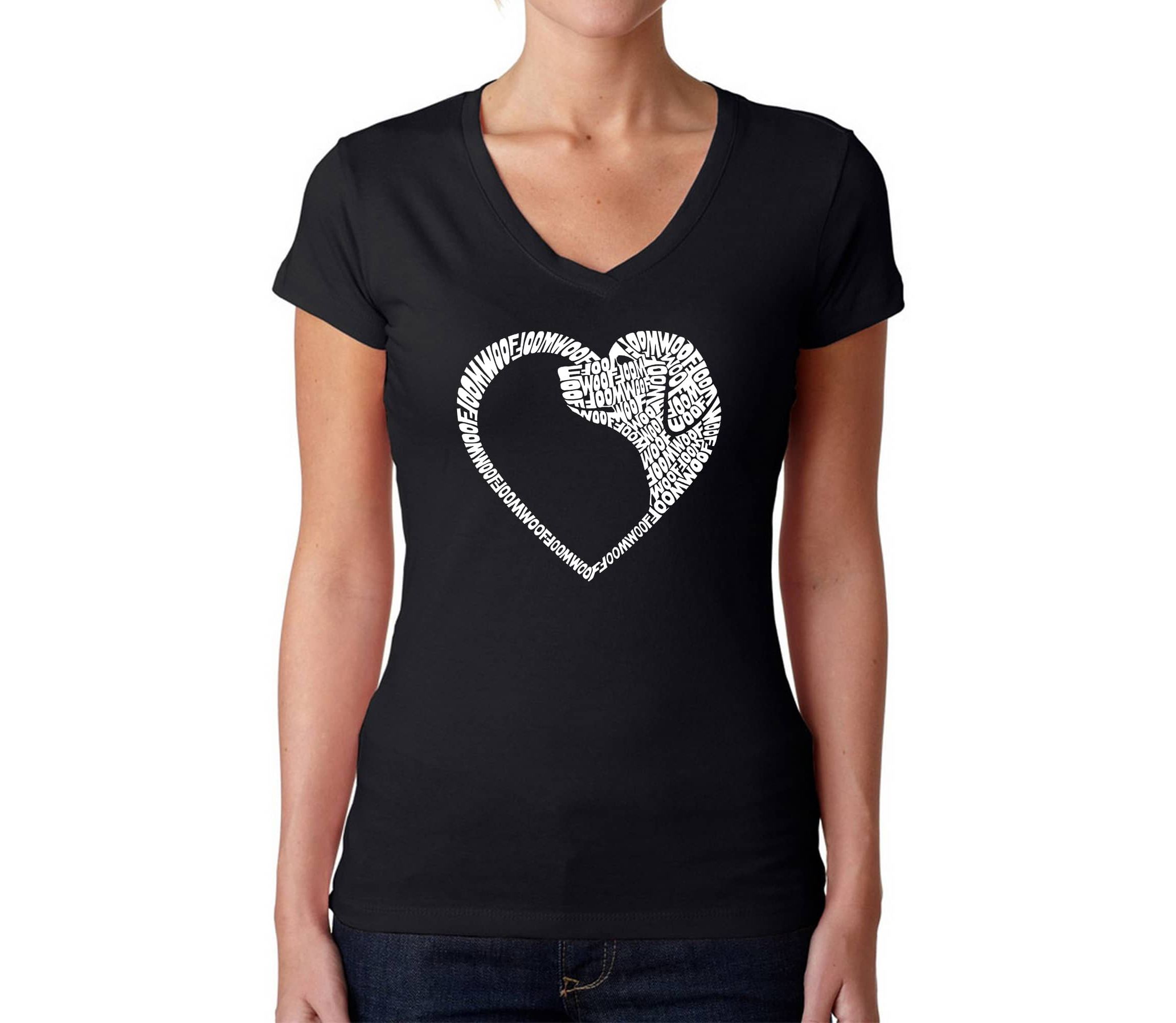 Dog Heart - Womens Word Art V-Neck T-Shirt