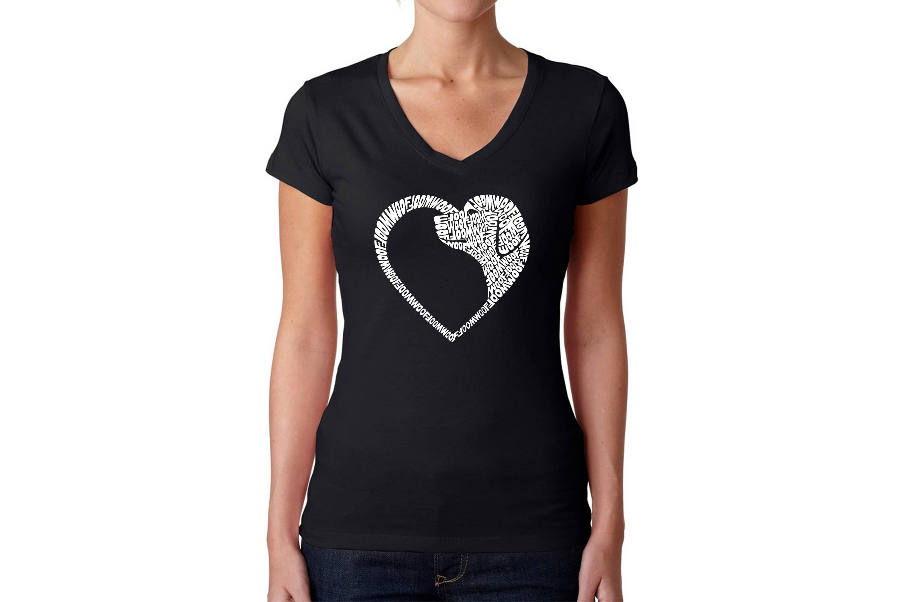 Dog Heart - Womens Word Art V-Neck T-Shirt