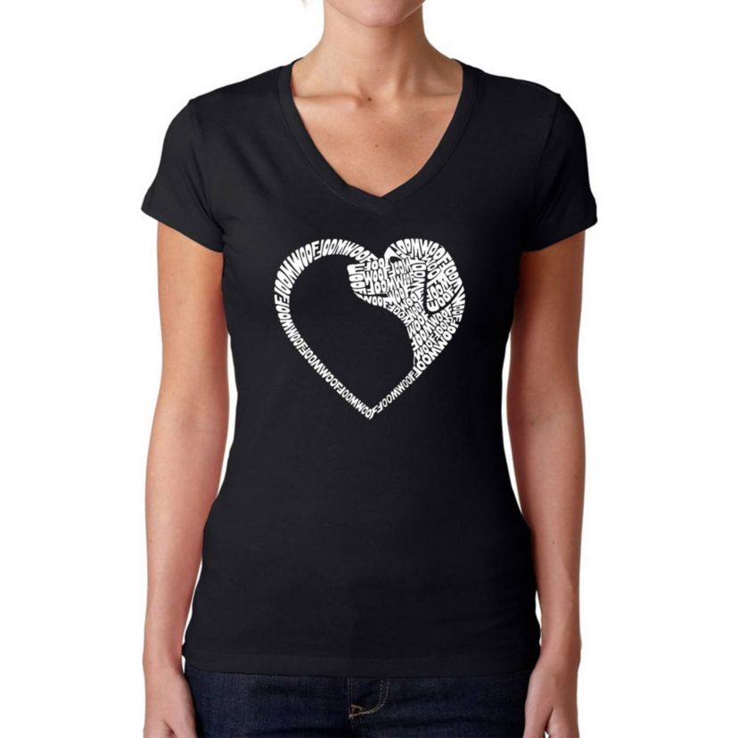 Dog Heart - Womens Word Art V-Neck T-Shirt