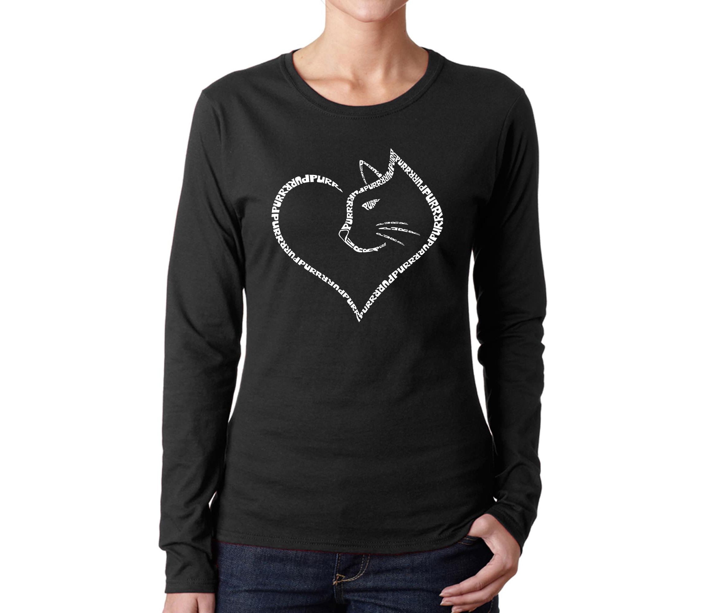 Cat Heart - Womens Word Art Long Sleeve T-Shirt