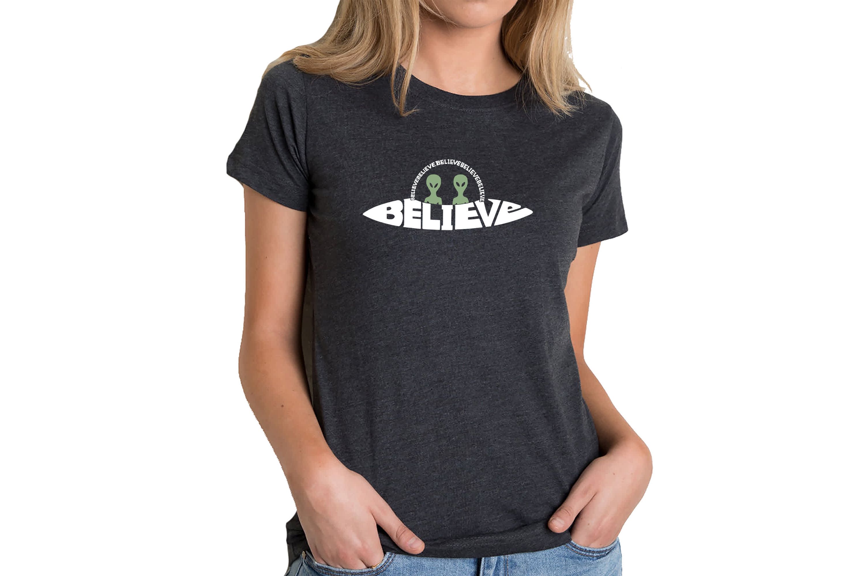 Believe UFO - Womens Premium Blend Word Art T-Shirt