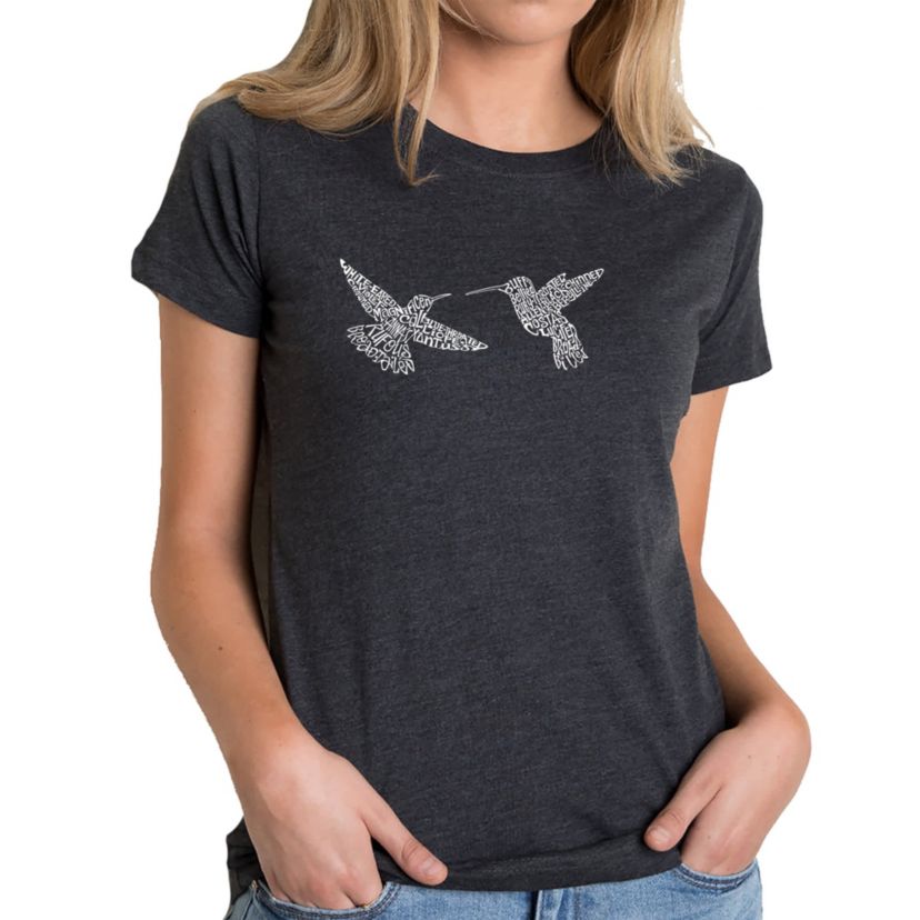 Hummingbirds - Womens Premium Blend Word Art T-Shirt