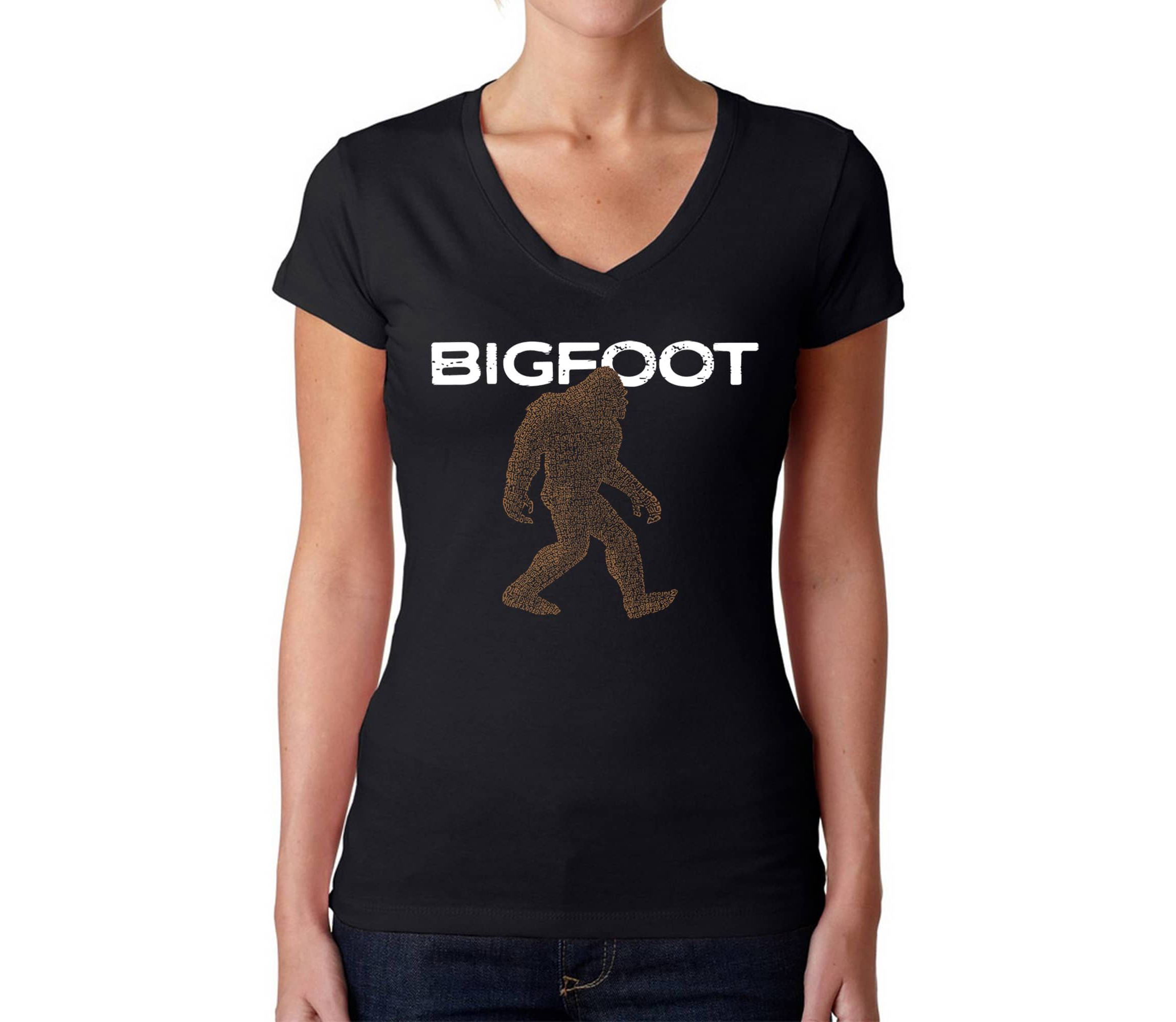 Bigfoot - Womens Word Art V-Neck T-Shirt