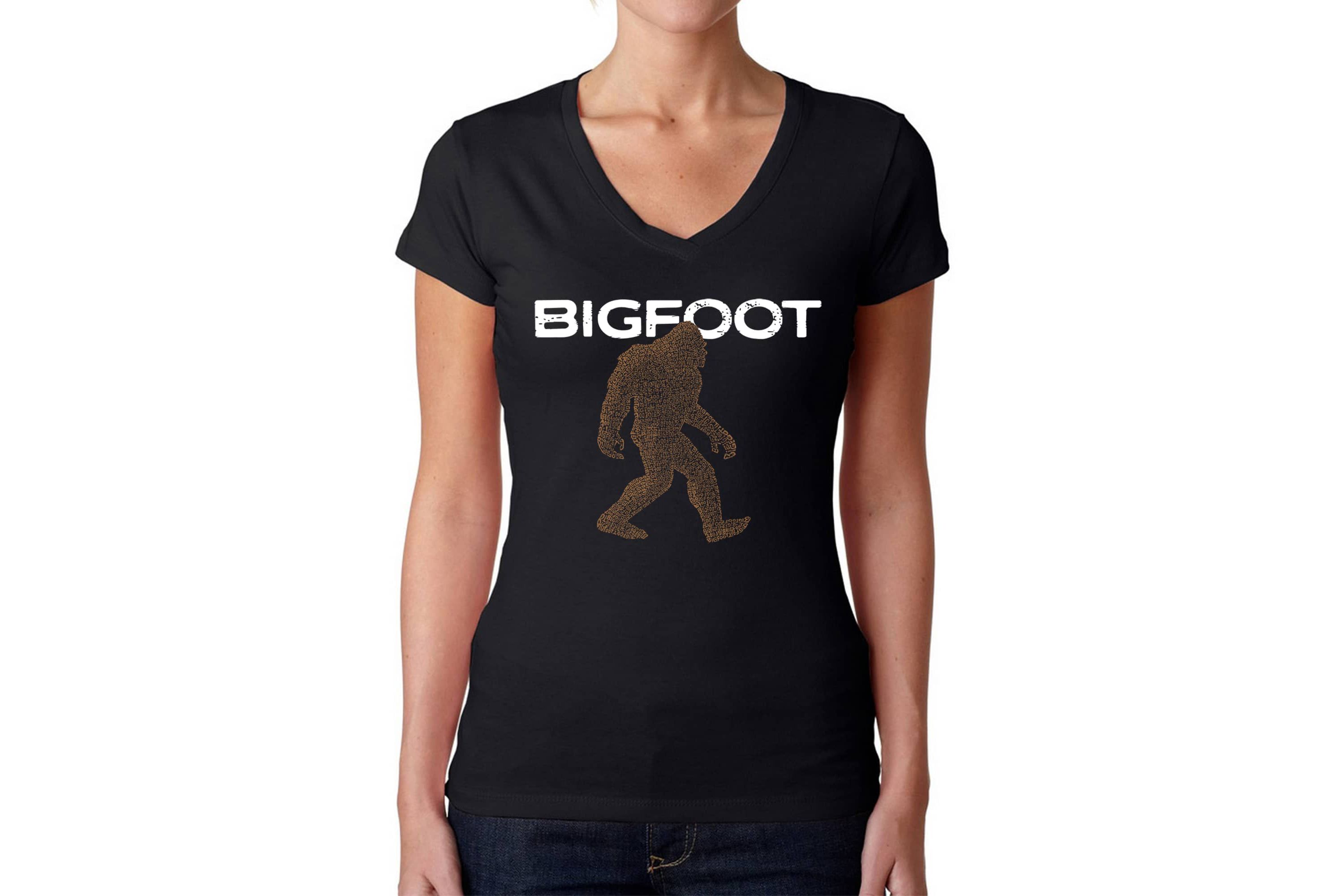 Bigfoot - Womens Word Art V-Neck T-Shirt