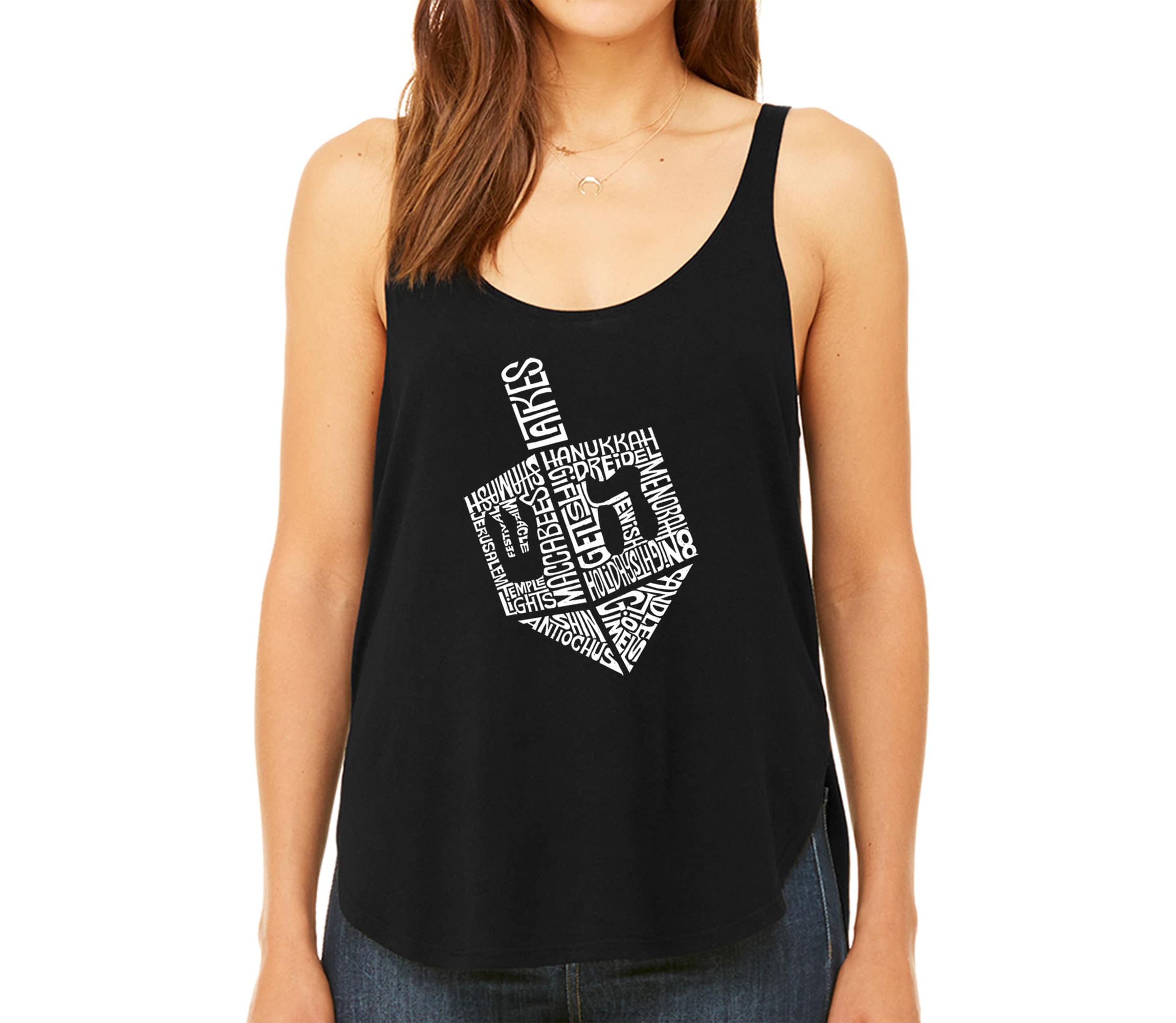 Hanukkah Dreidel - Womens Premium Word Art Flowy Tank Top