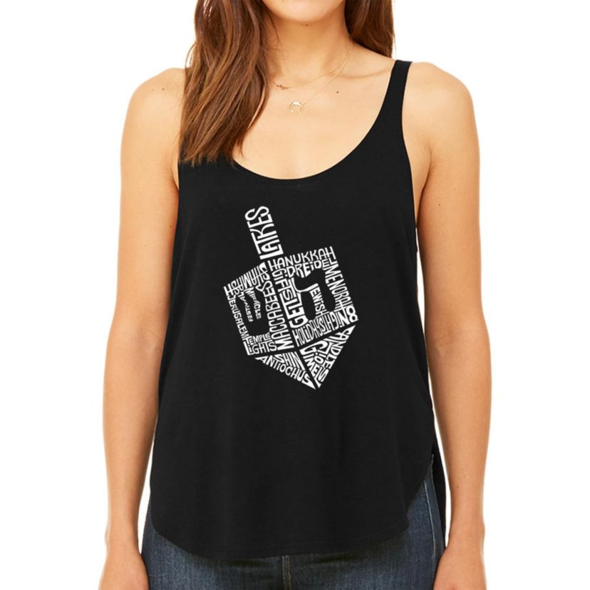 Hanukkah Dreidel - Womens Premium Word Art Flowy Tank Top