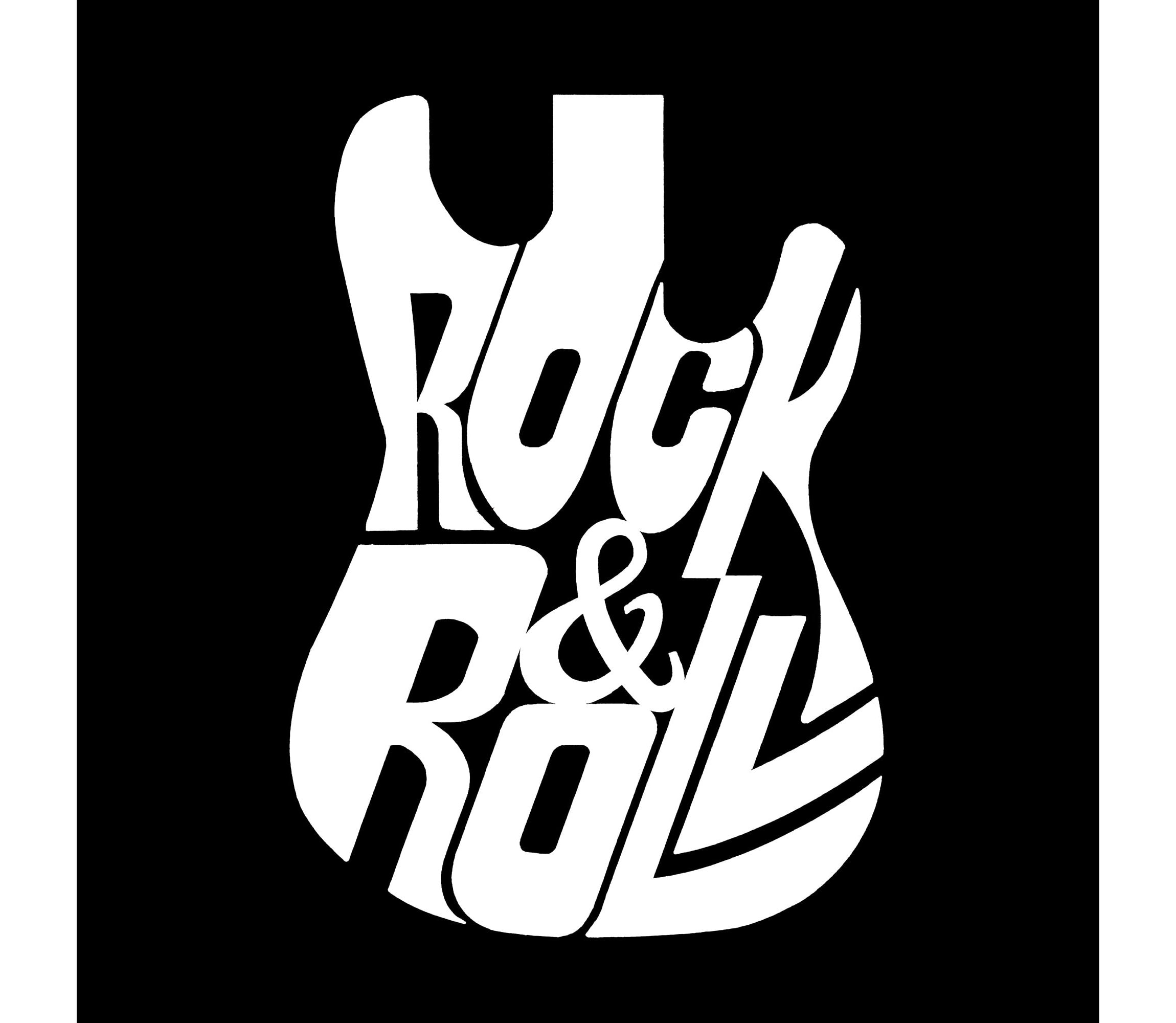 Rock And Roll Guitar - Womens Word Art Hooded Sweatshirt