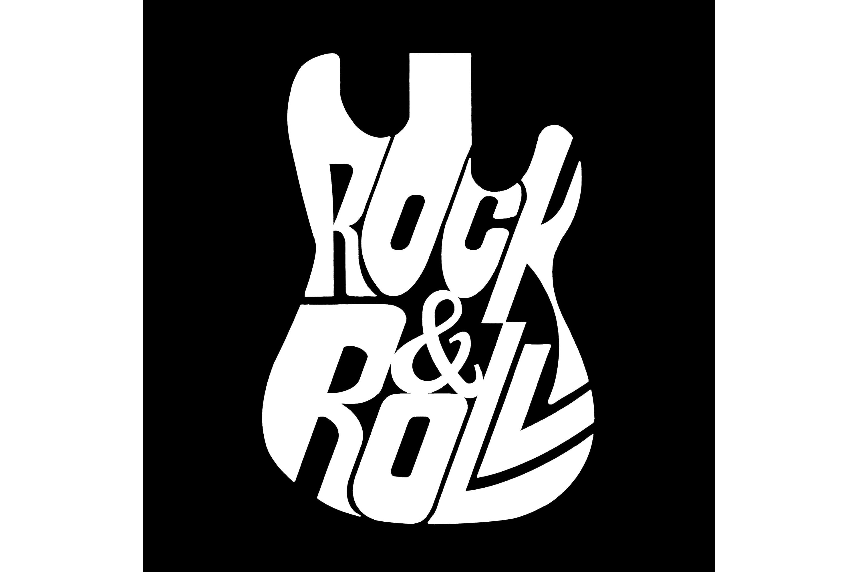 Rock And Roll Guitar - Womens Word Art Hooded Sweatshirt