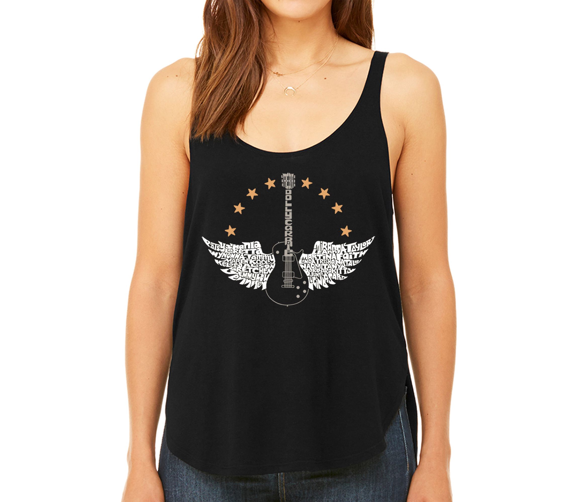 Country Female Singers - Womens Premium Word Art Flowy Tank Top