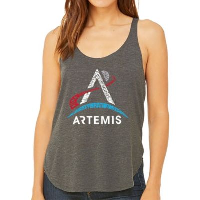 LA Pop Art NASA Artemis Logo - Women's Premium Word Art Flowy Tank Top, Grey, XL
