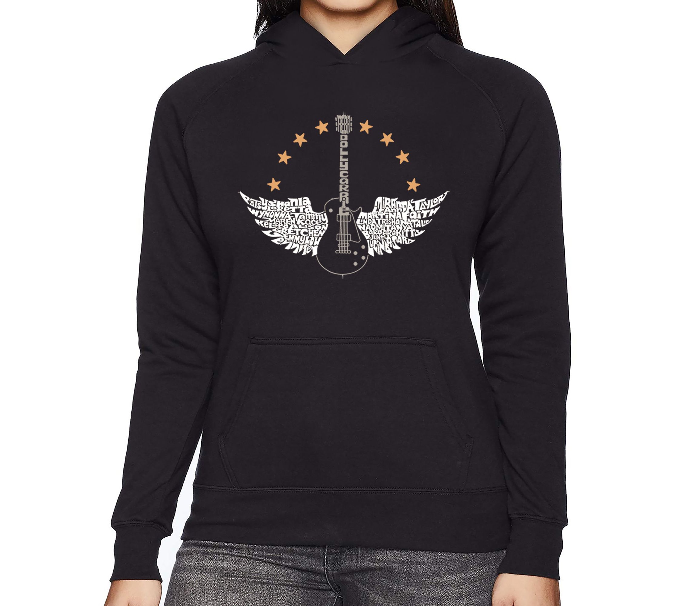 Country Female Singers - Womens Word Art Hooded Sweatshirt