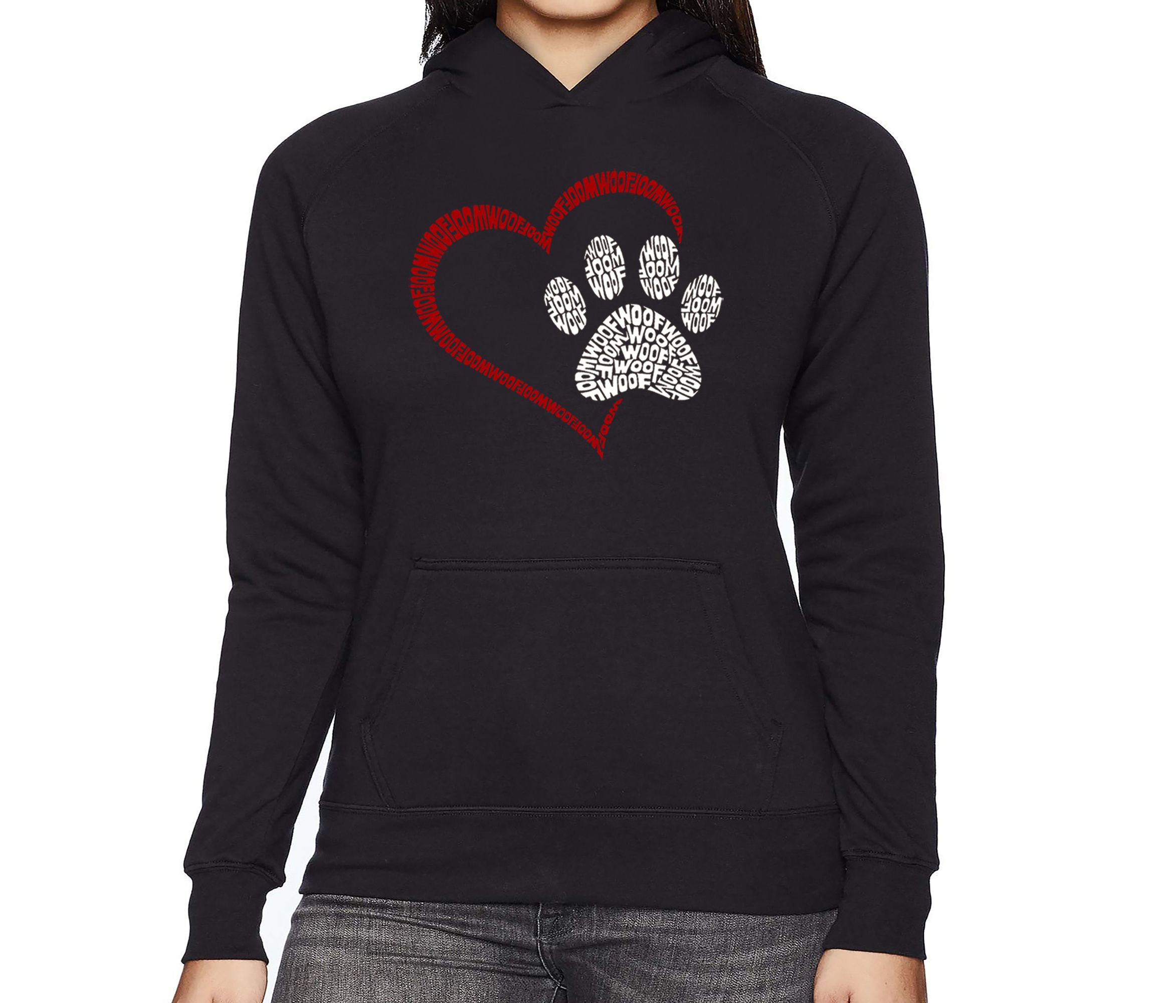Paw Heart - Womens Word Art Hooded Sweatshirt