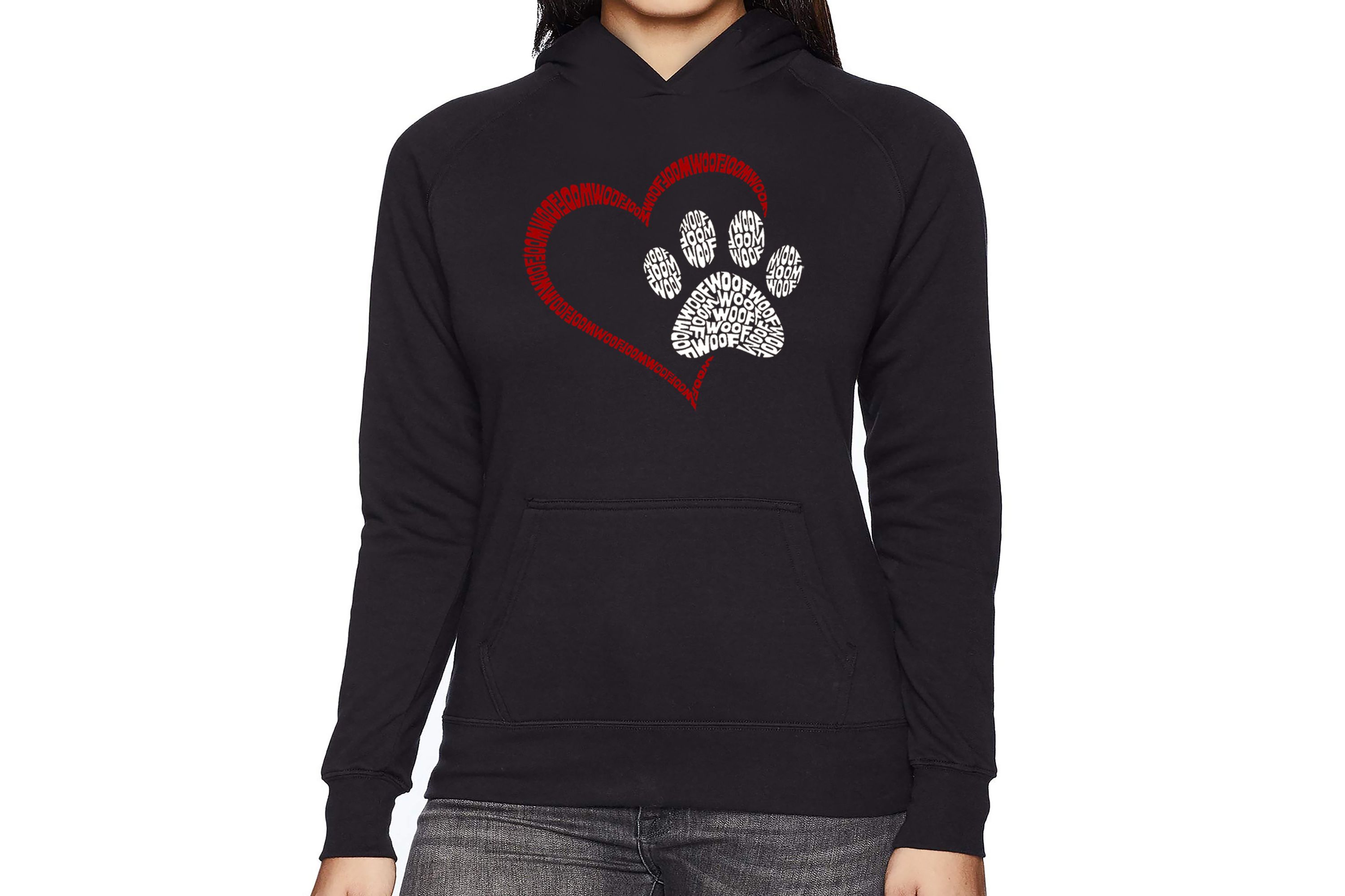 Paw Heart - Womens Word Art Hooded Sweatshirt